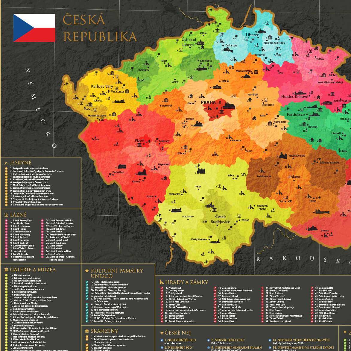 Raaputettava Tšekin tasavallan kartta