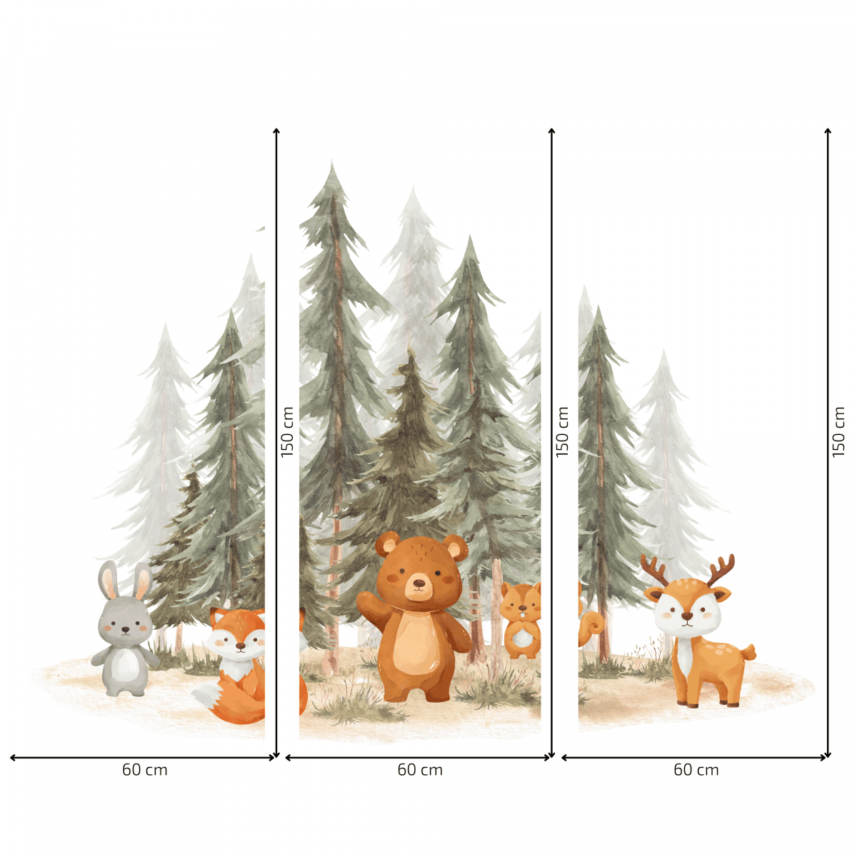 Wandaufkleber Textil "Wald mit Tieren 2"