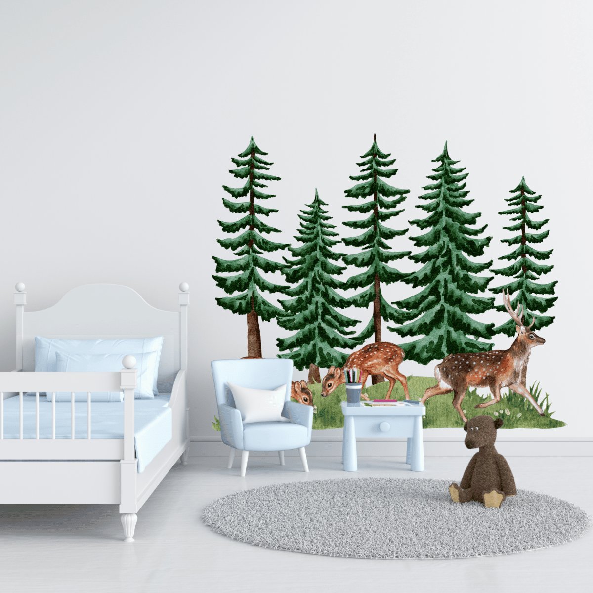 Textiler Wandaufkleber "Wald mit Tieren"