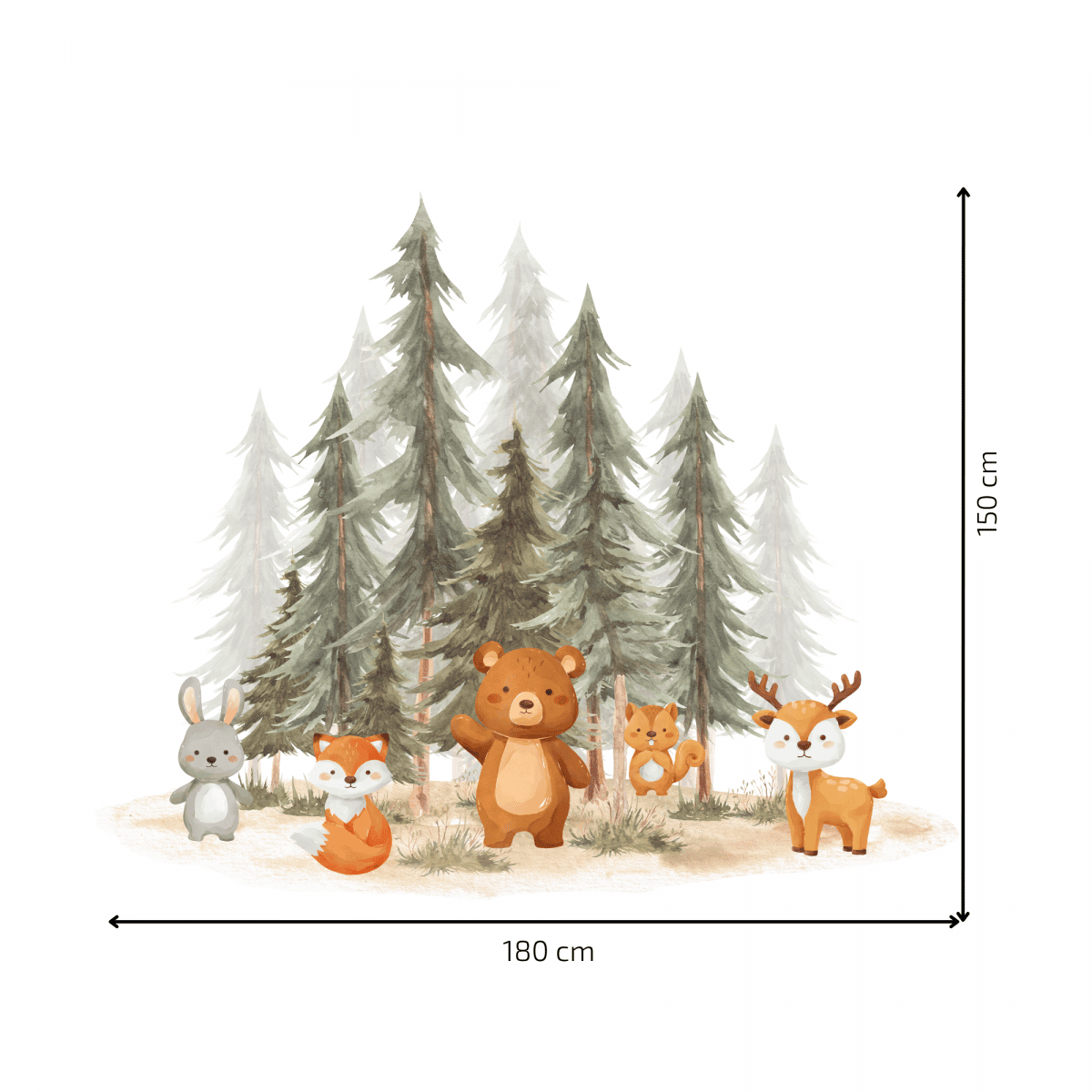 Wandaufkleber Textil "Wald mit Tieren 2"