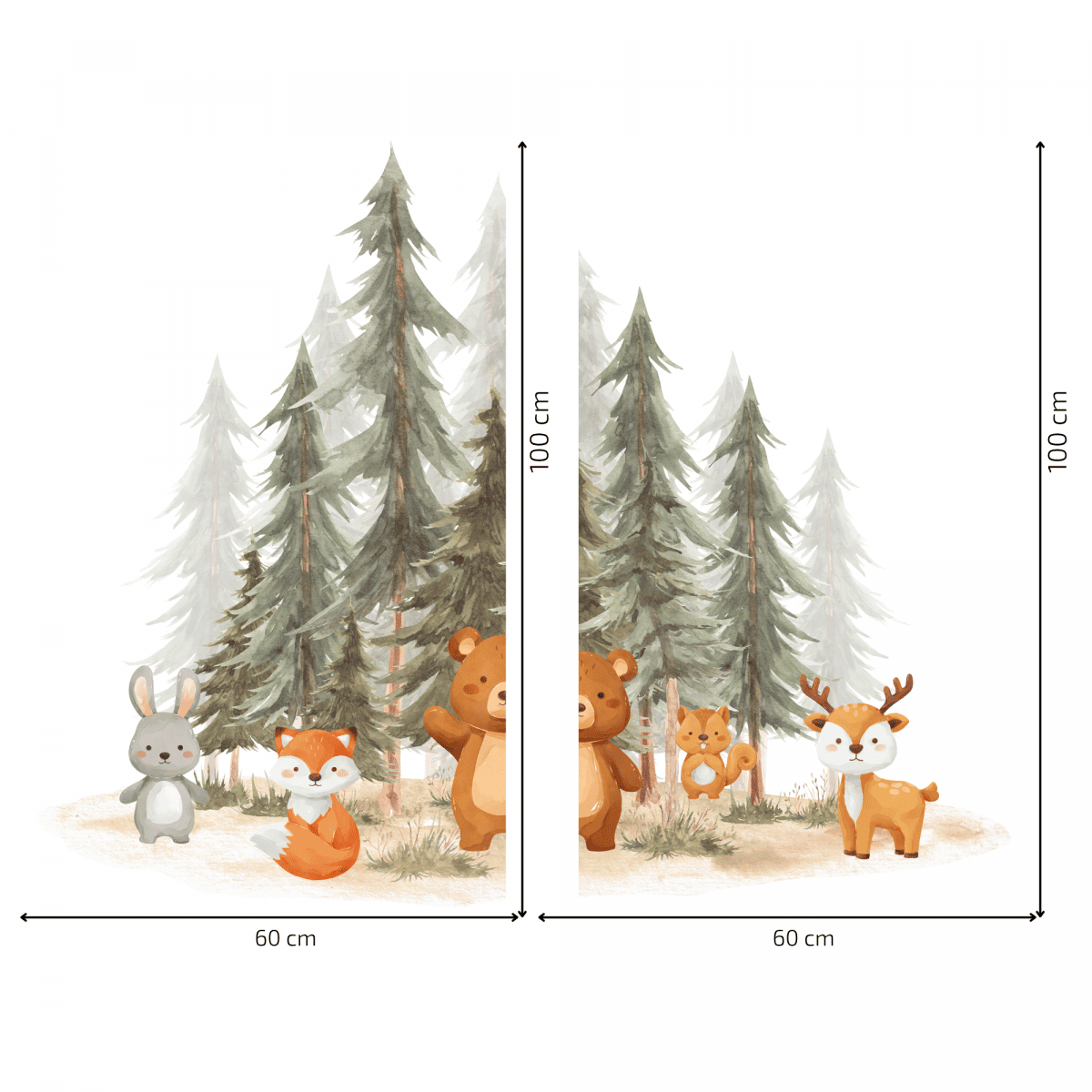 Wandaufkleber Textil "Wald mit Tieren 2"