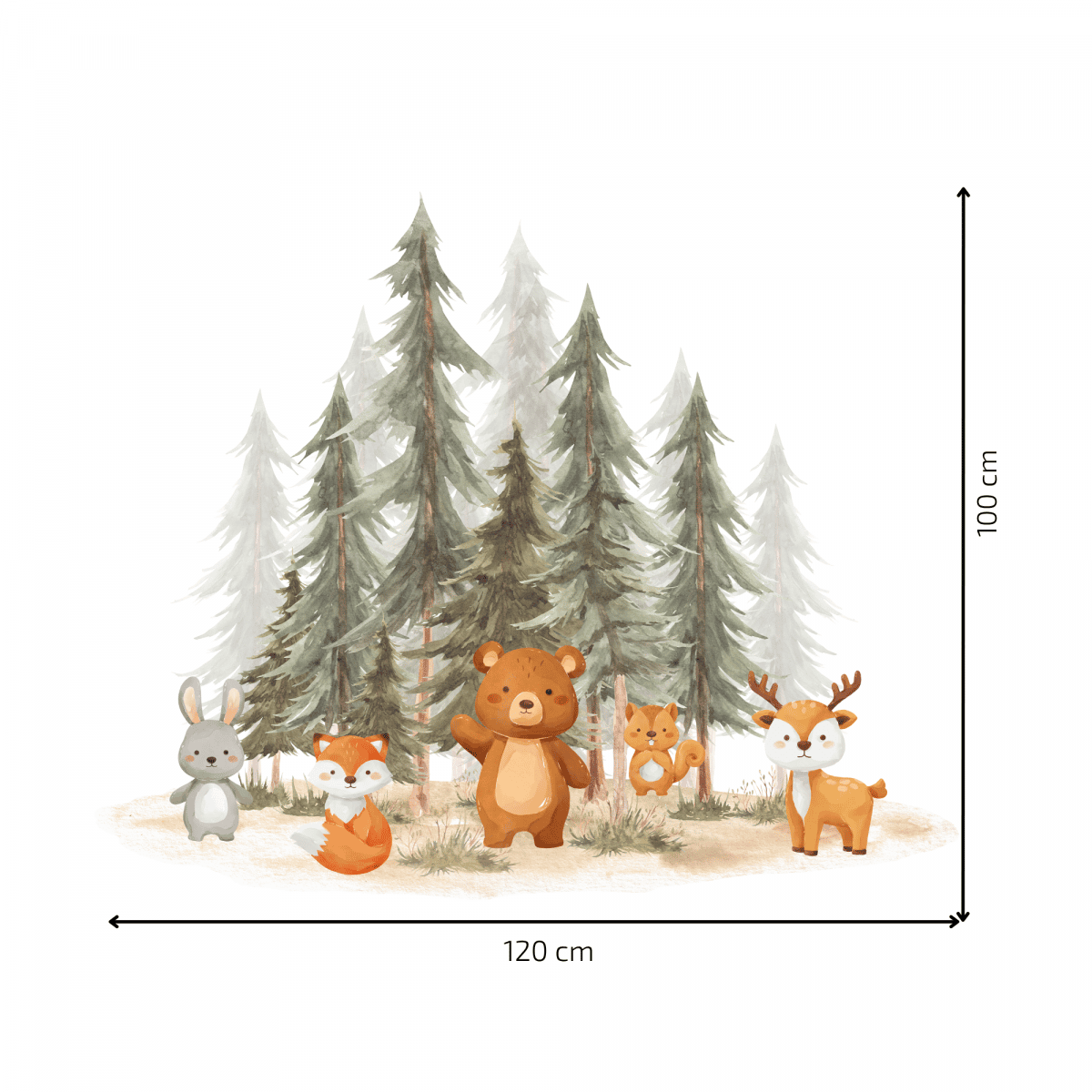 Wandaufkleber Textil "Wald mit Tieren 2"