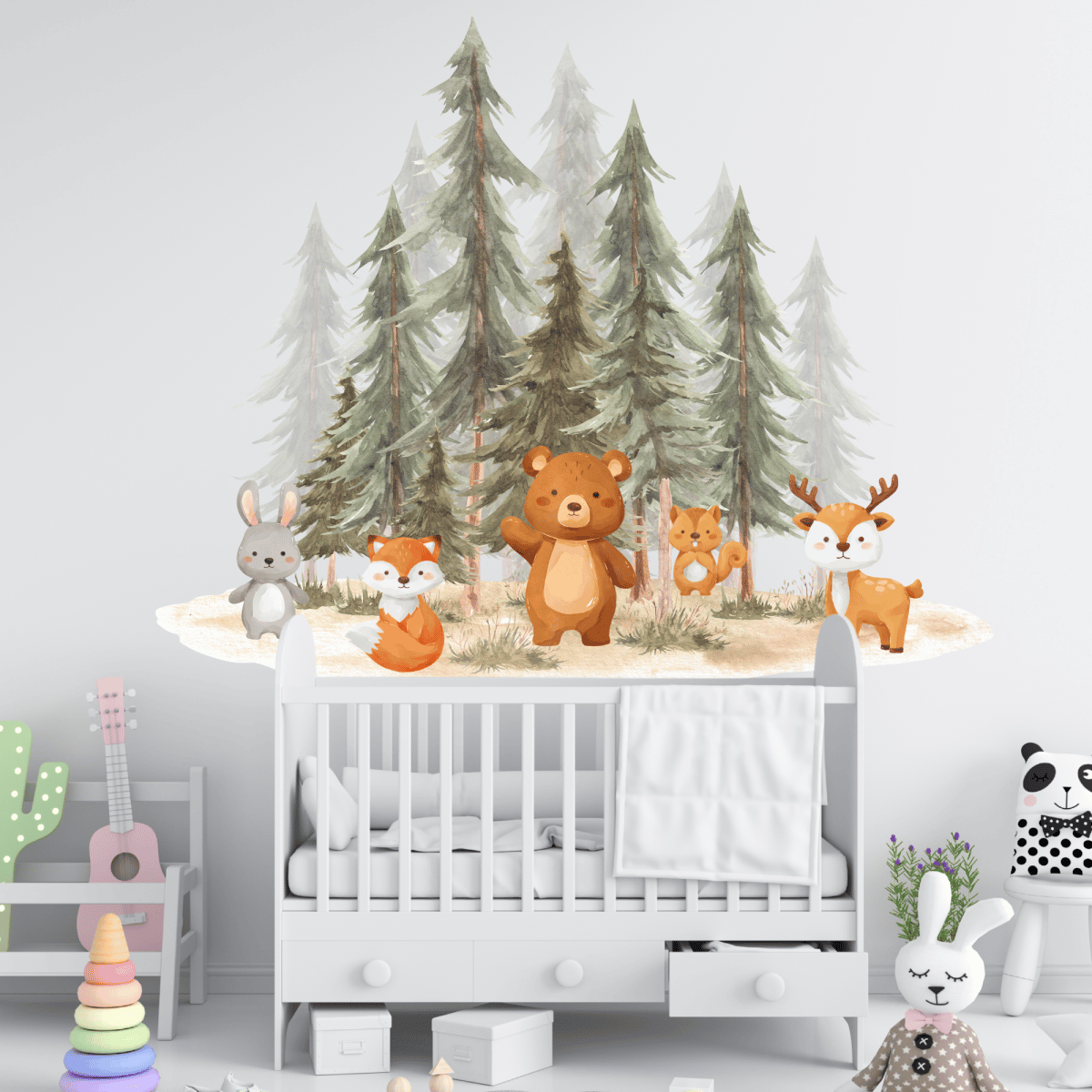 Wandaufkleber Textil "Wald mit Tieren 2"
