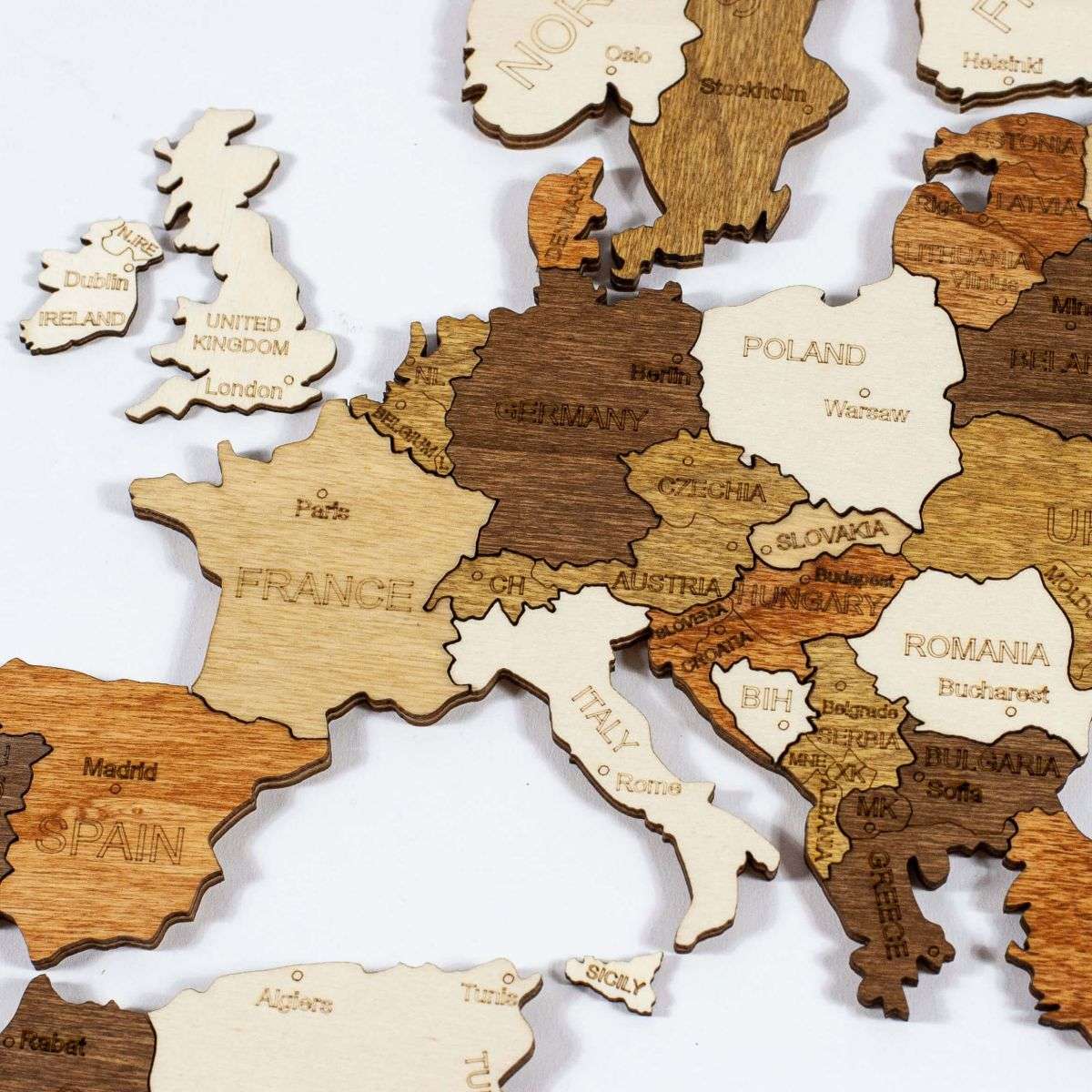 Mappa del mondo 2D in legno