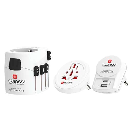 SKROSS adaptador de viaje PRO+ USB AC30PD, universal, con toma de tierra, USB A+C 30W PD