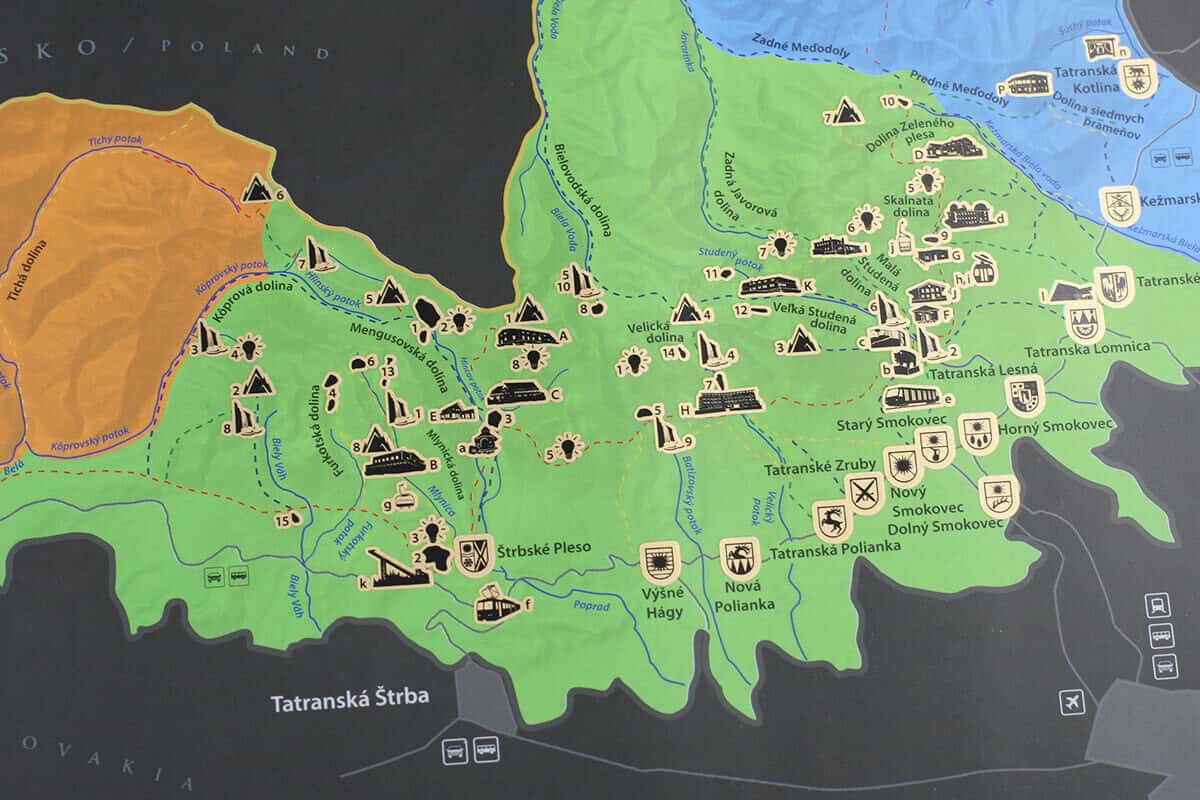 Stieracia mapa Západné, Belianske a Vysoké Tatry - veľkosť A3