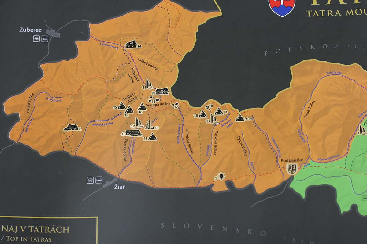 Stieracia mapa Západné, Belianske a Vysoké Tatry - veľkosť A3