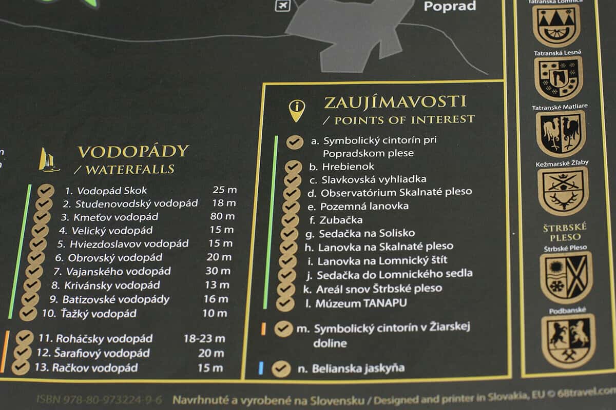 Stieracia mapa Západné, Belianske a Vysoké Tatry - veľkosť A3