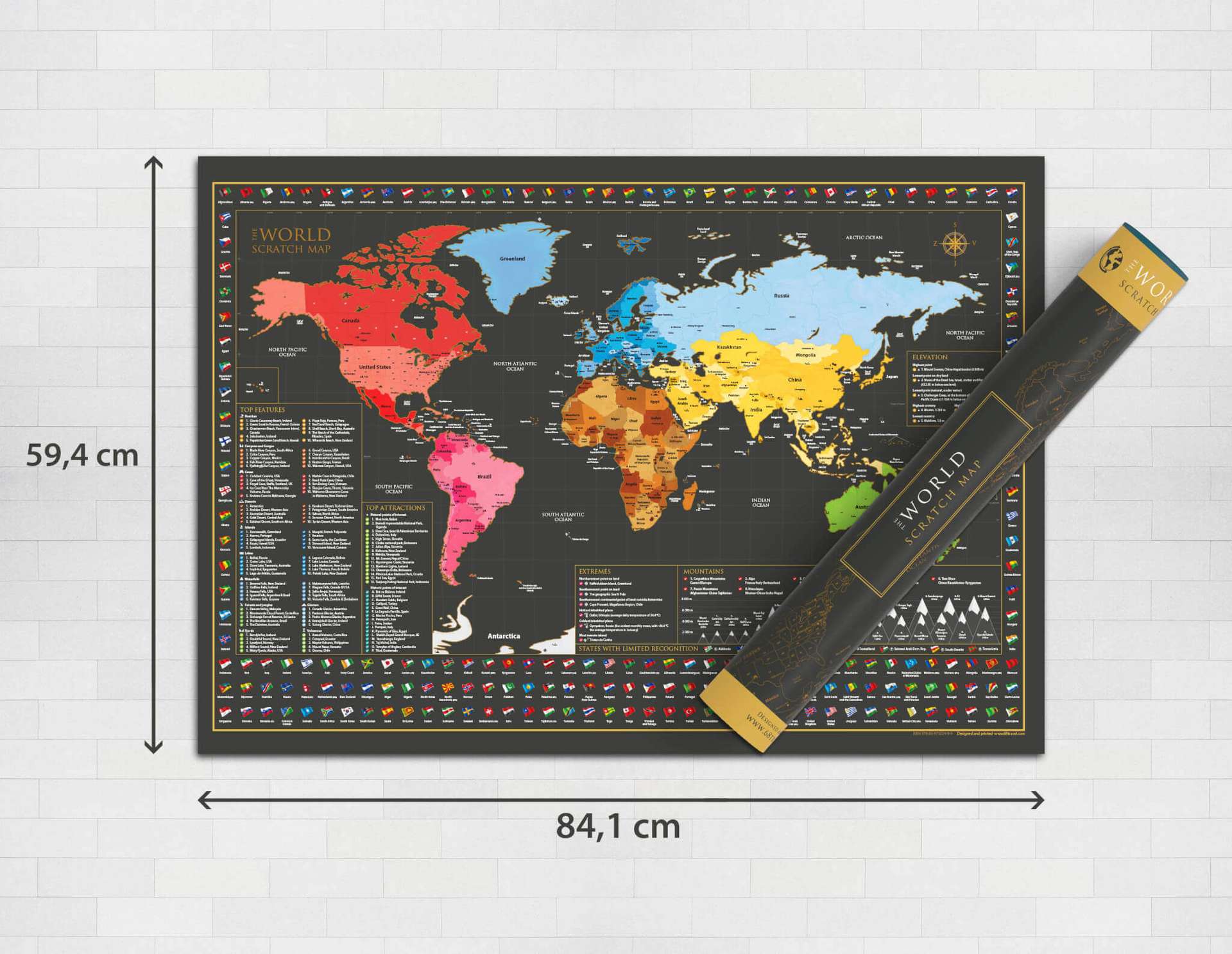 スクラッチオフ世界地図