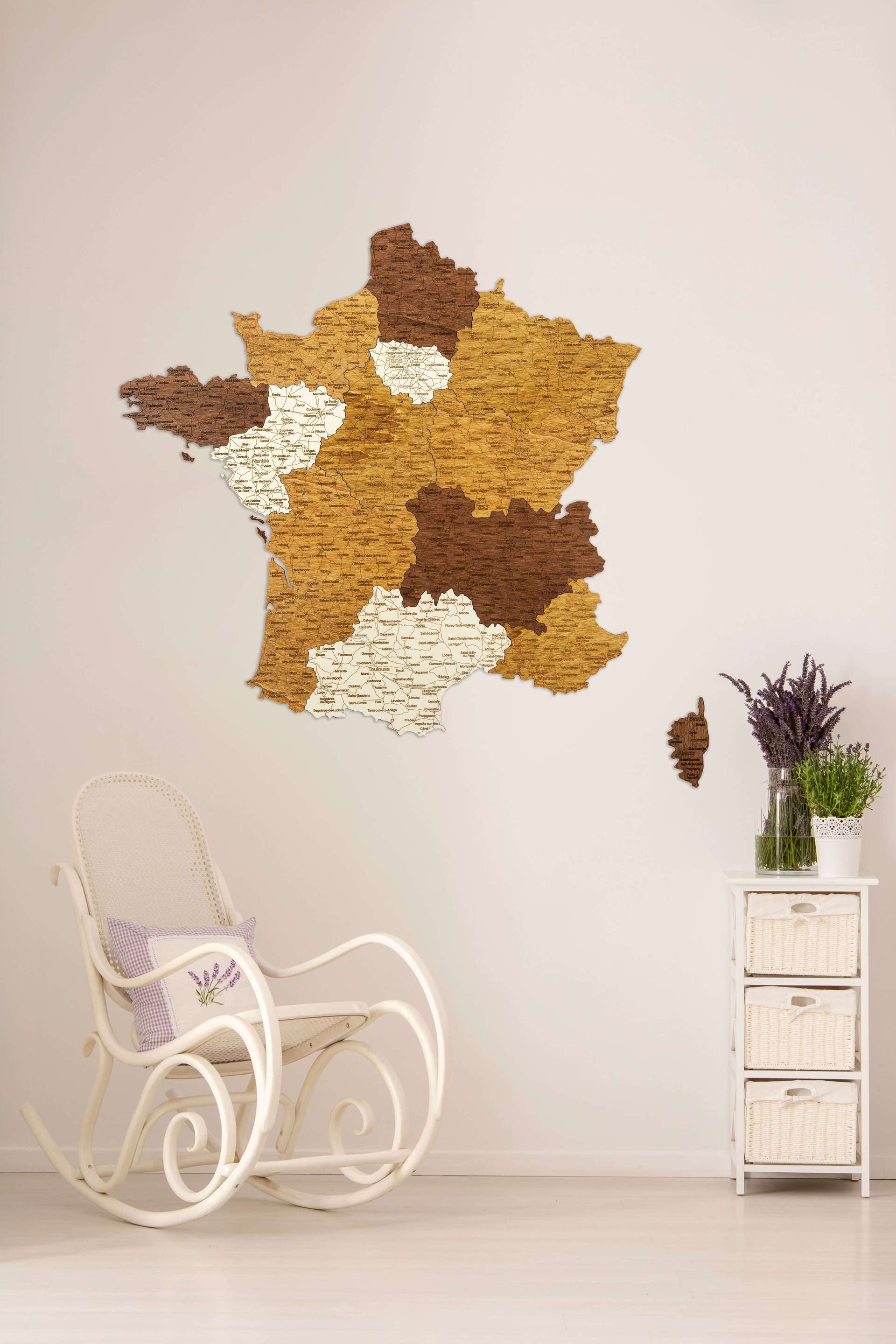 Mappa della Francia in legno