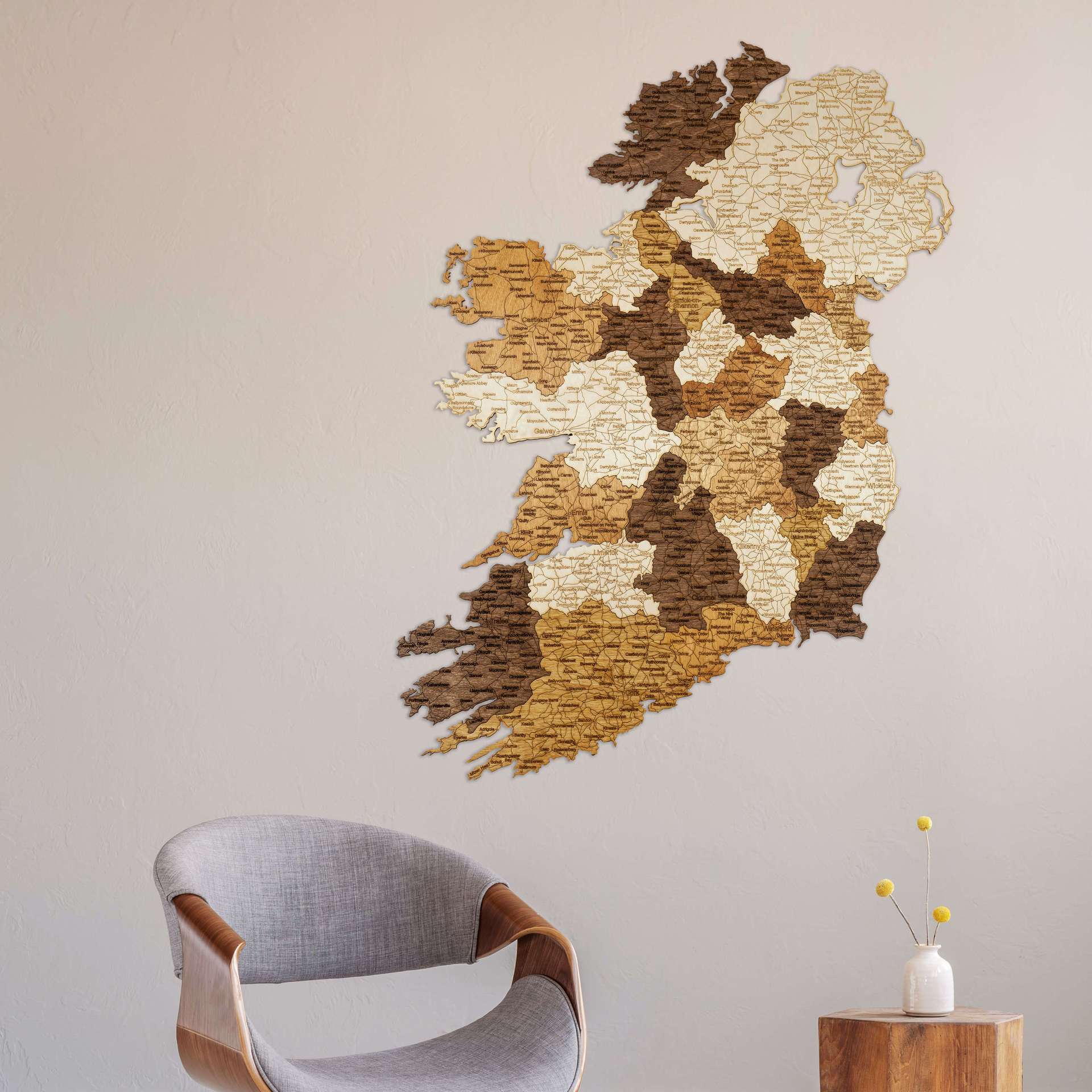 Holzwandkarte von Irland