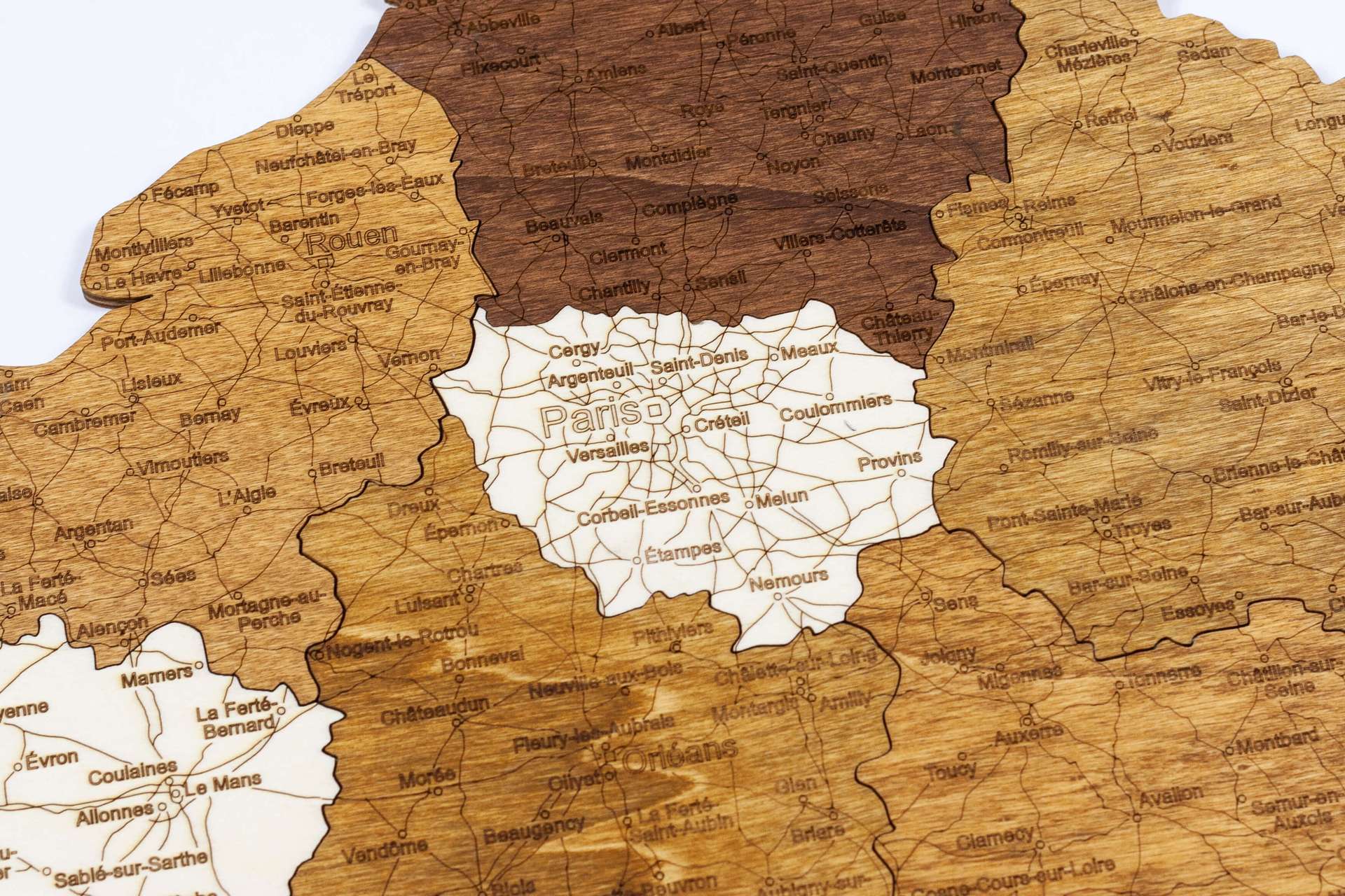 Holzwandkarte von Frankreich
