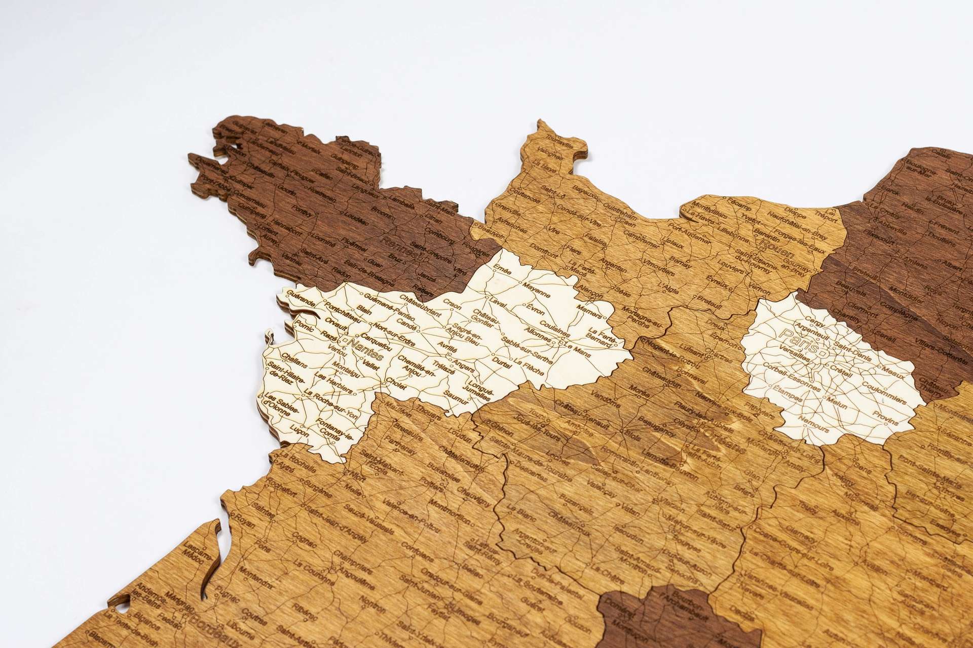 Holzwandkarte von Frankreich