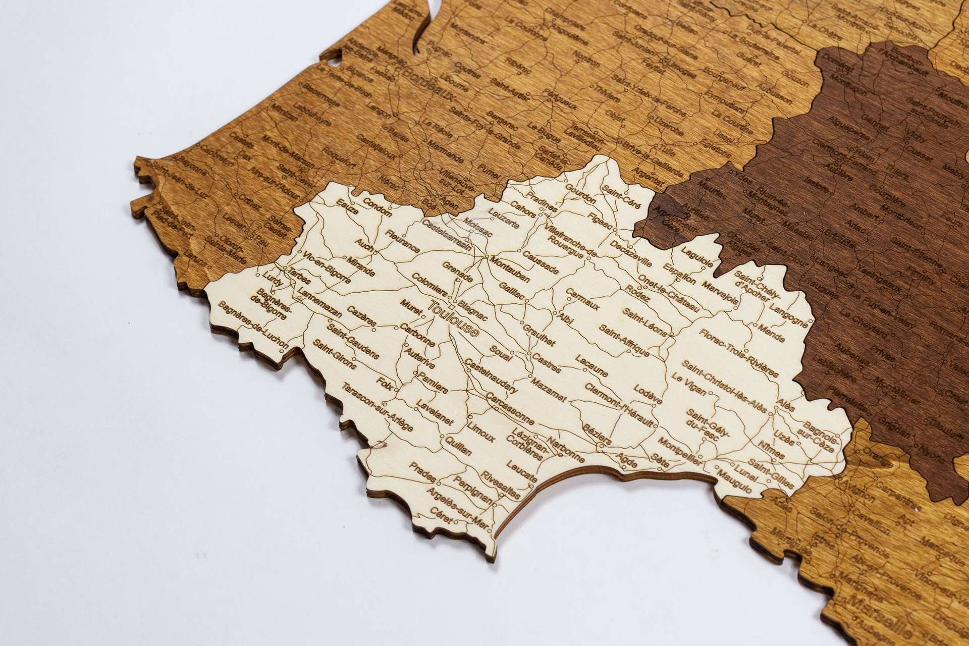 Holzwandkarte von Frankreich