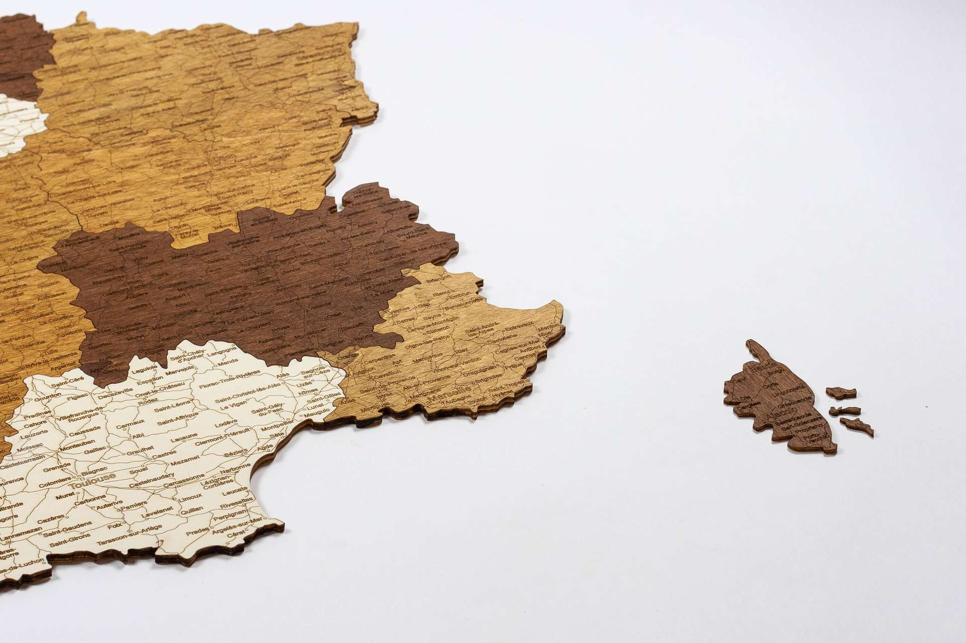 Holzwandkarte von Frankreich