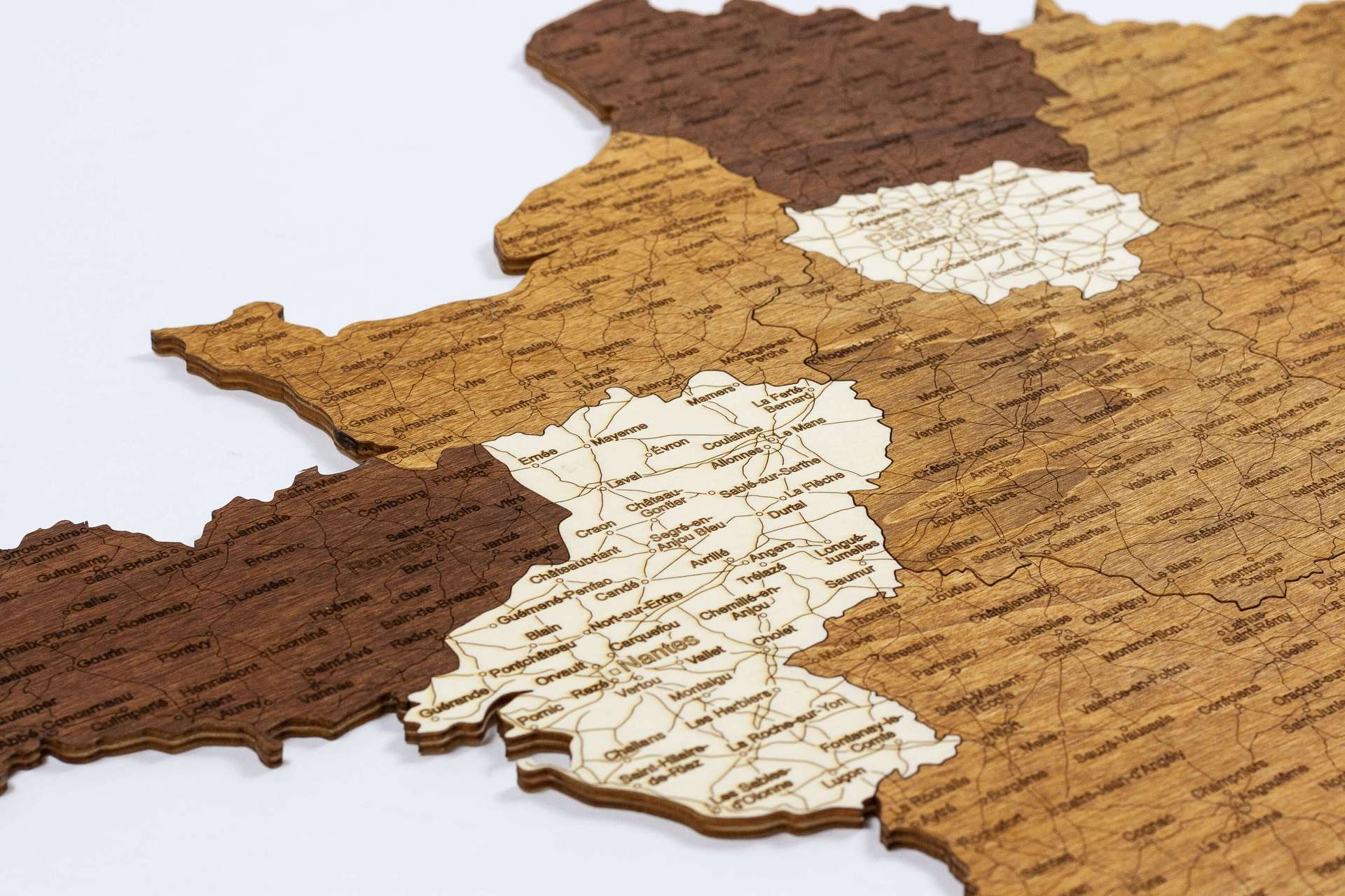 Holzwandkarte von Frankreich