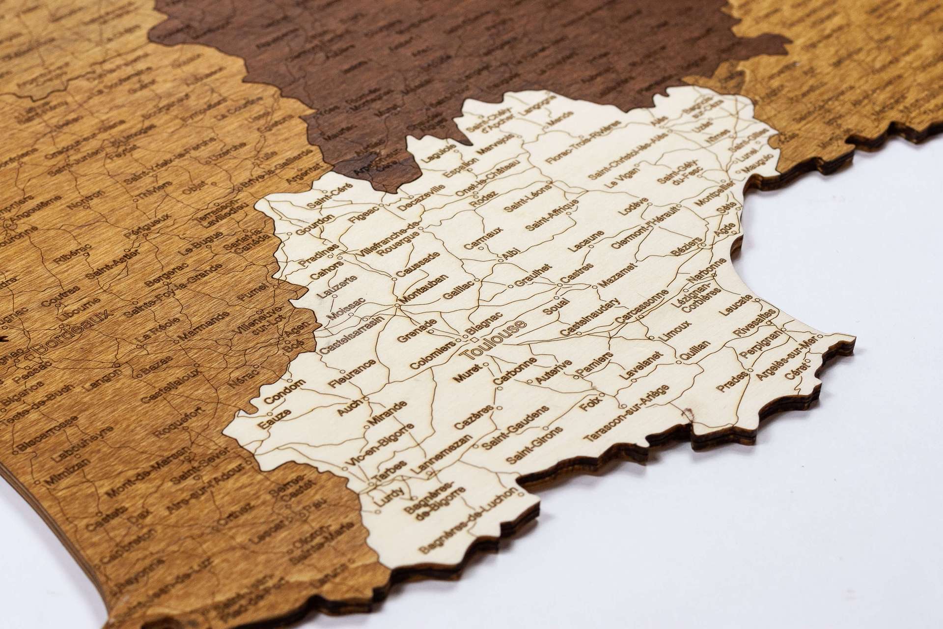 Holzwandkarte von Frankreich