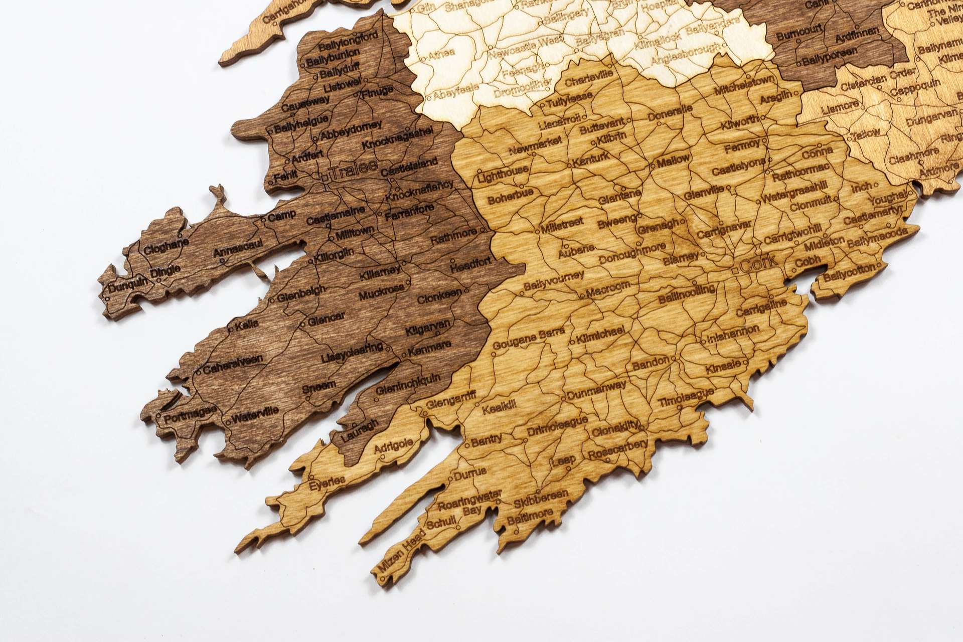 Holzwandkarte von Irland