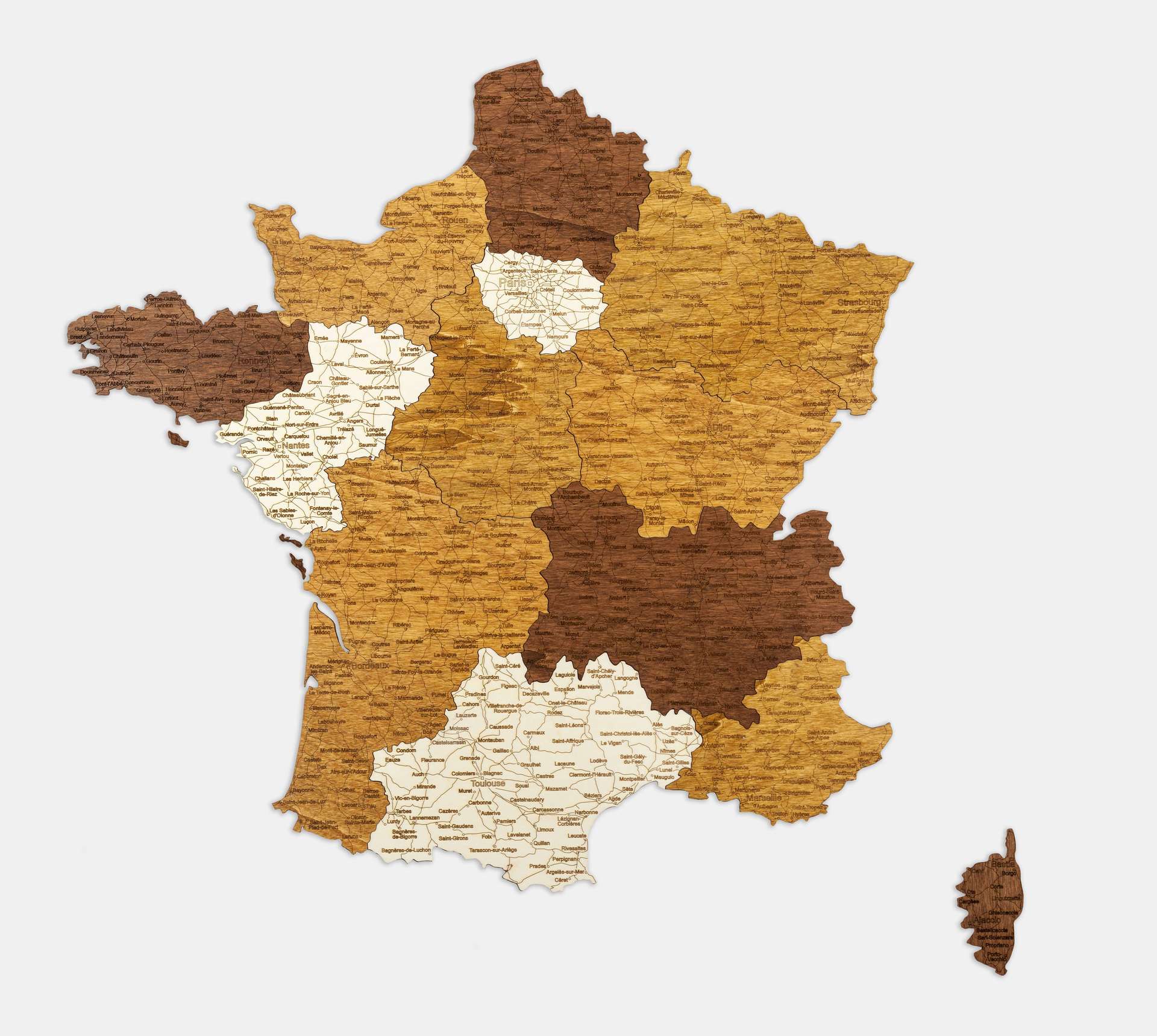 Holzwandkarte von Frankreich