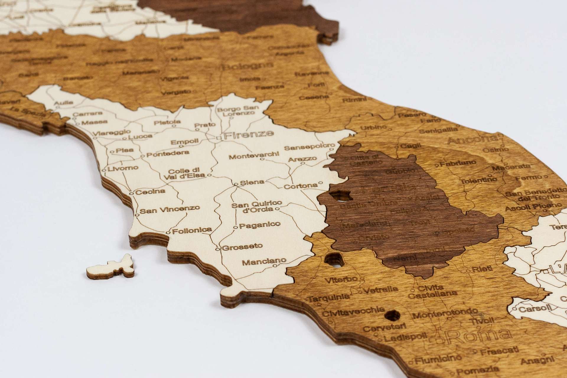 Hölzerne Landkarte von Italien
