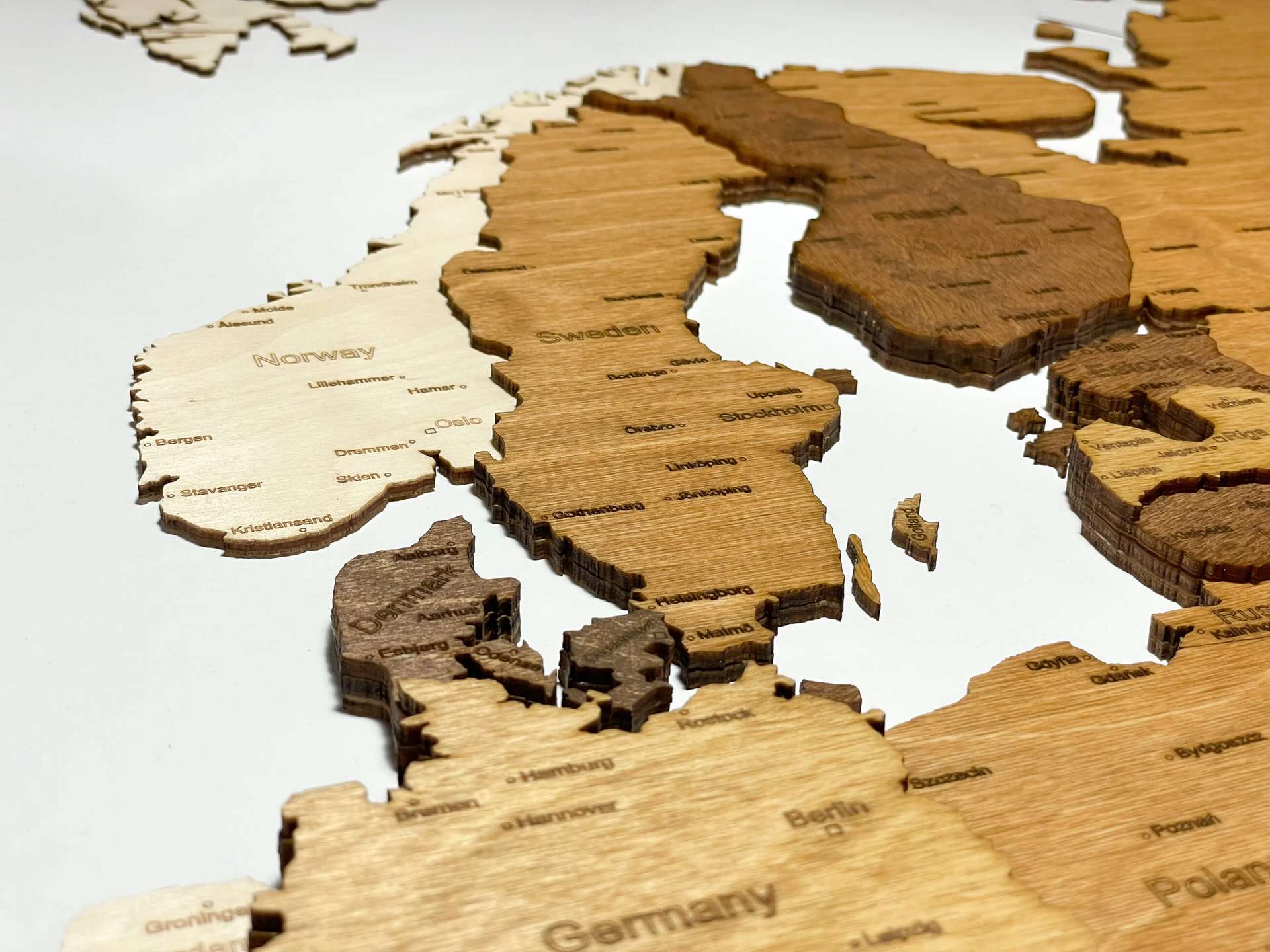 Mapa de pared de madera de Europa