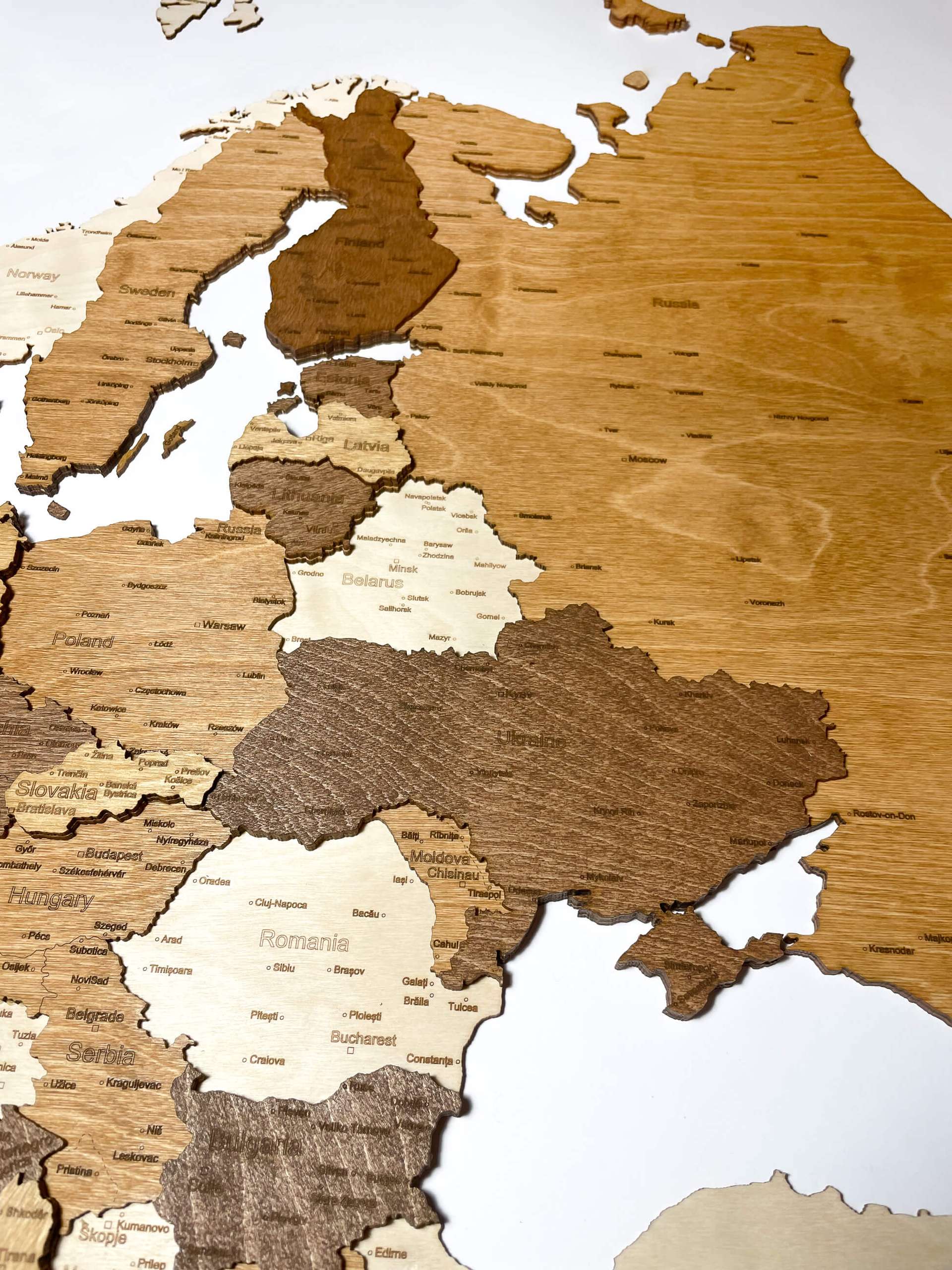 Mapa de pared de madera de Europa