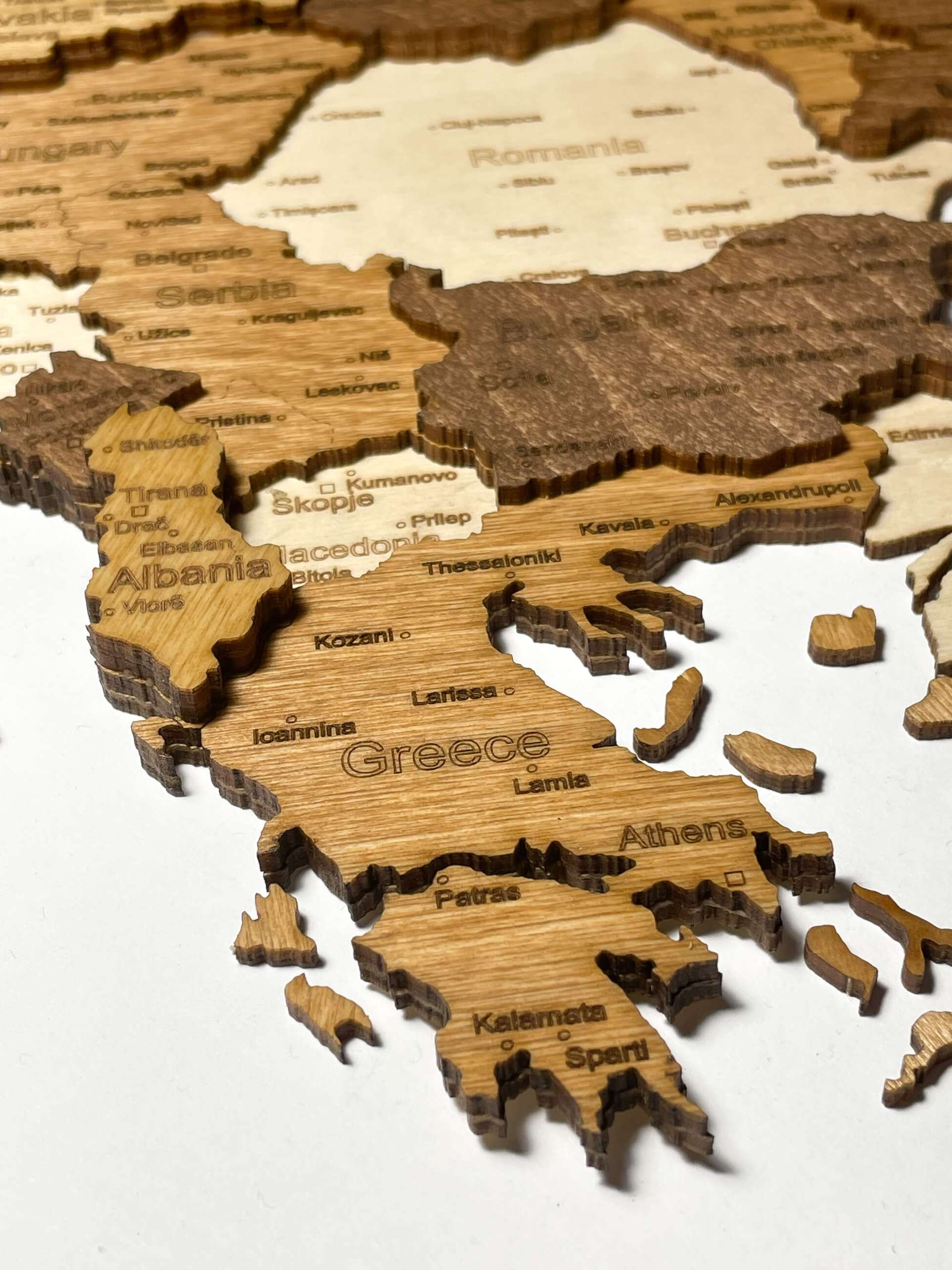 Mapa de pared de madera de Europa