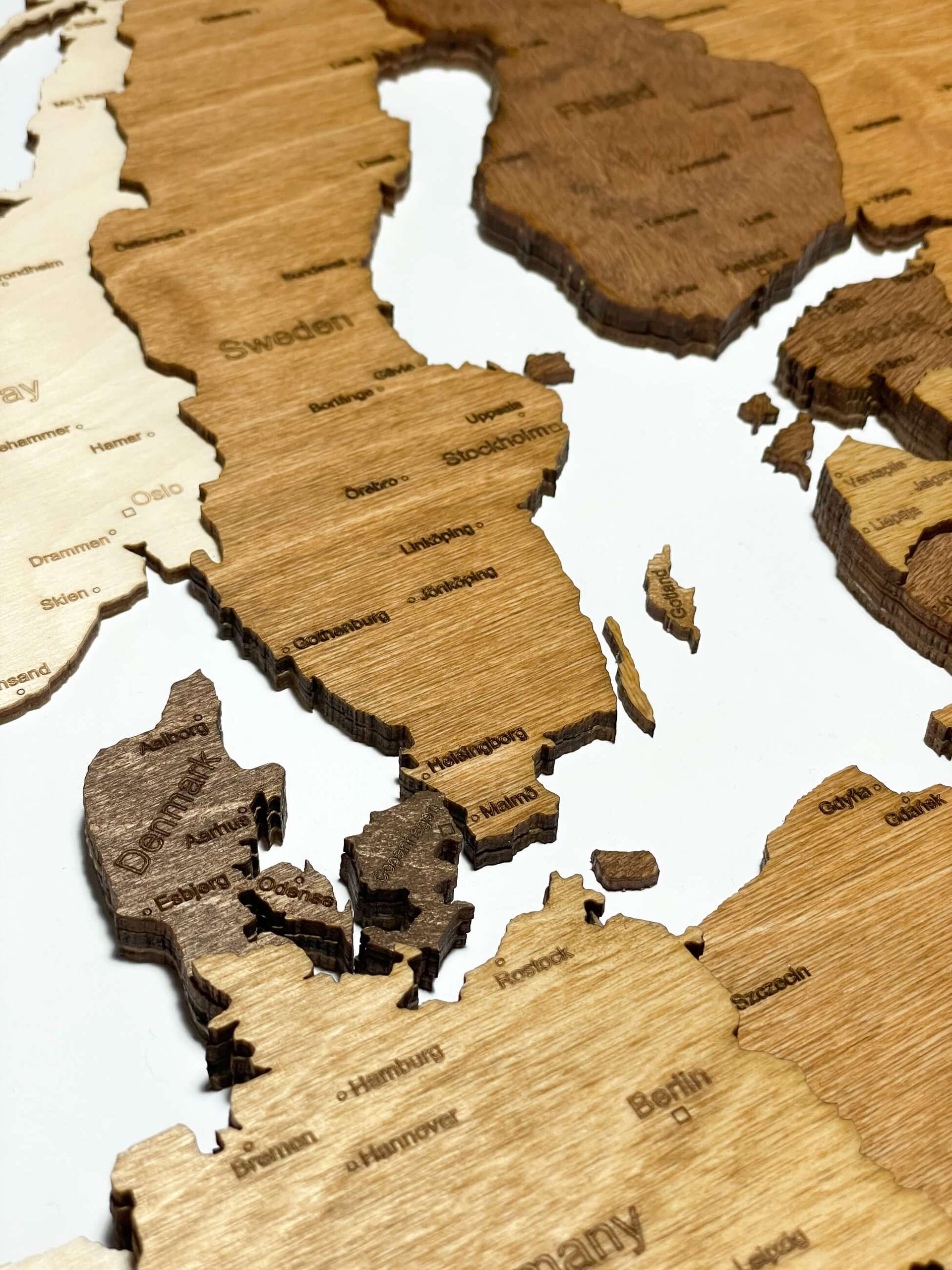 Mapa de pared de madera de Europa
