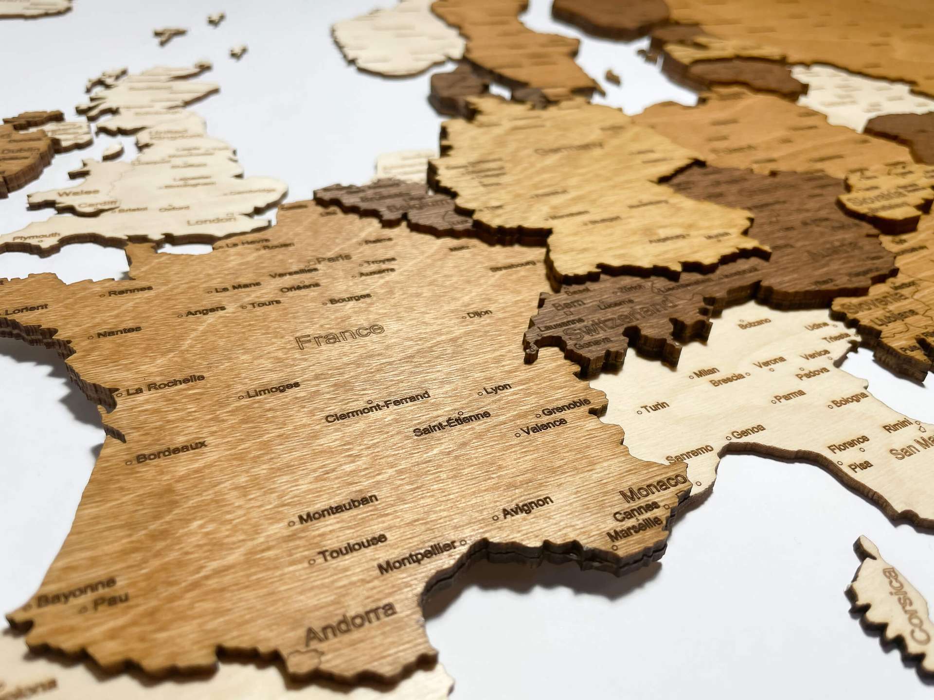 Mapa de pared de madera de Europa