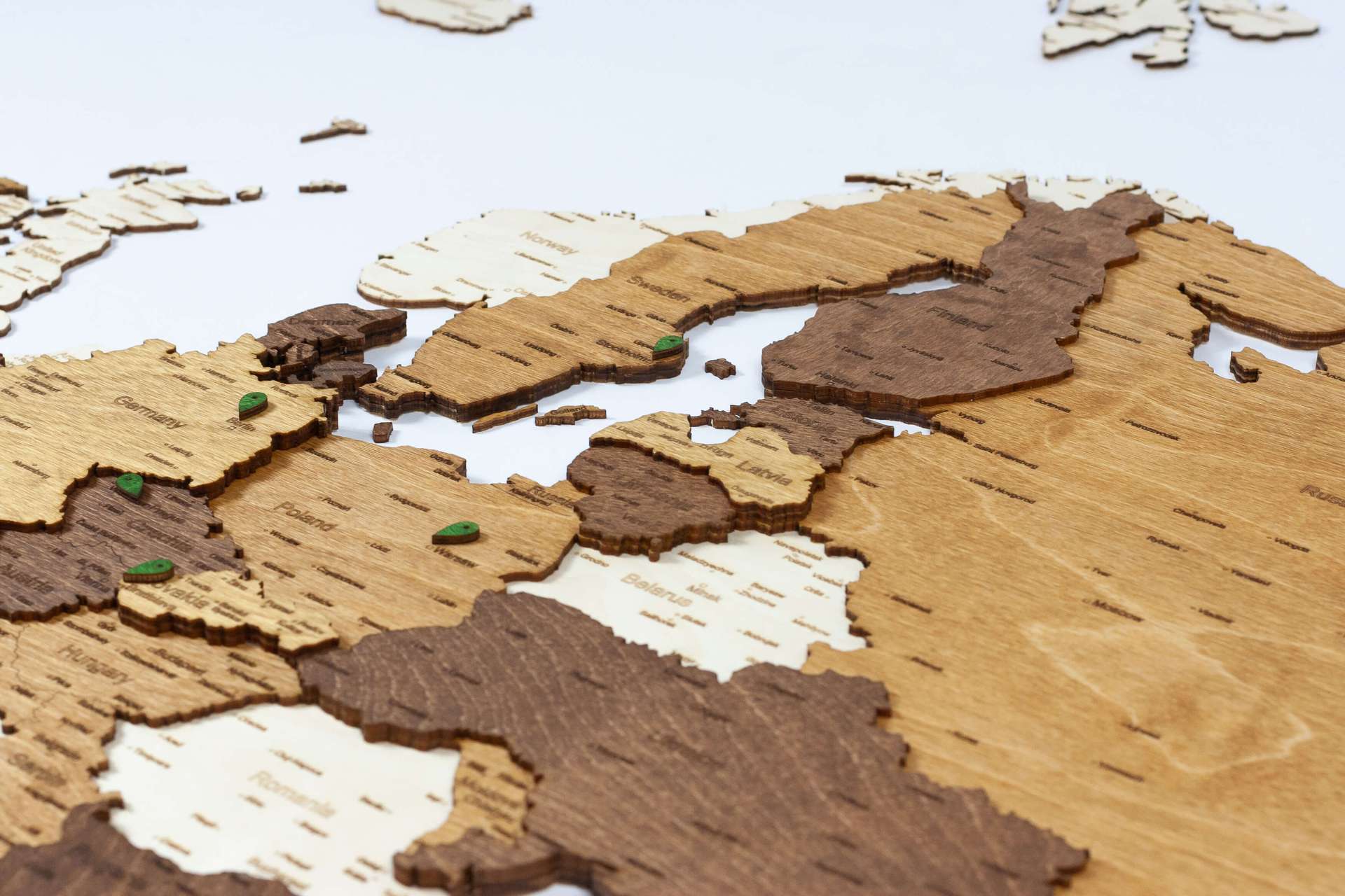 Mapa de pared de madera de Europa