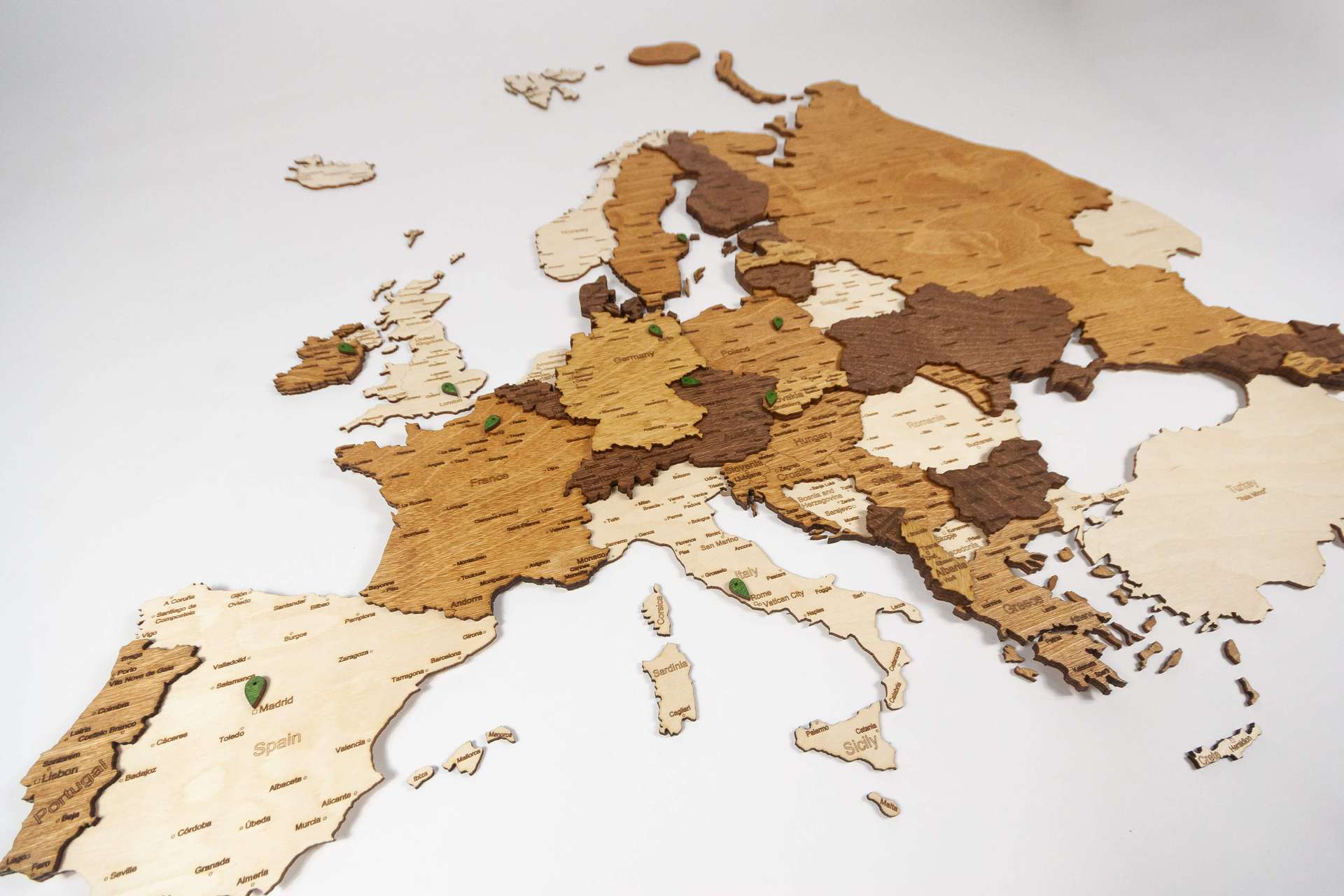 Mapa de pared de madera de Europa