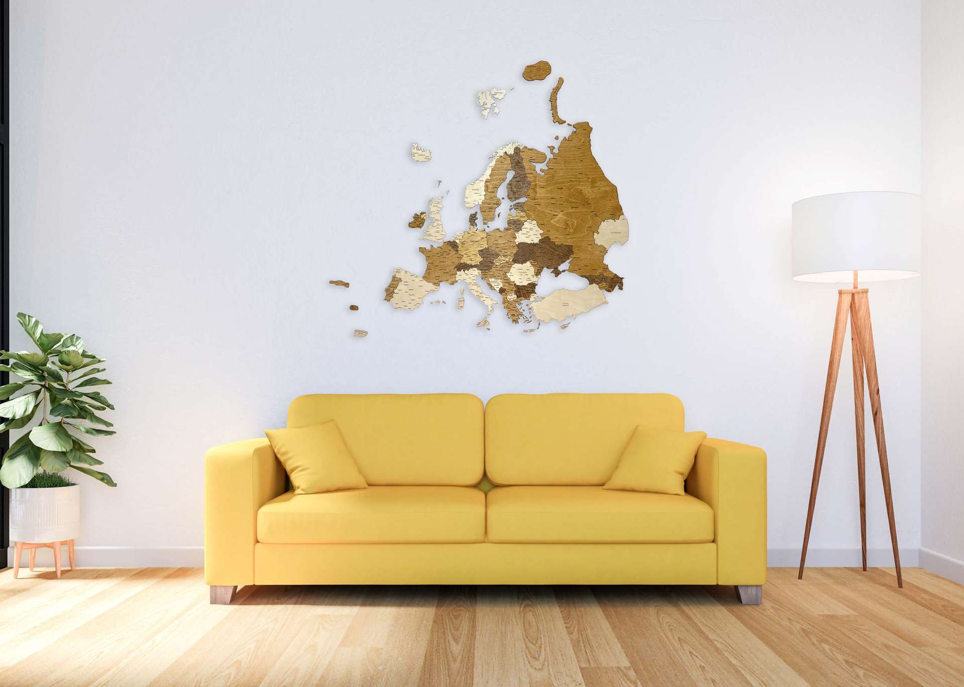 Mapa de pared de madera de Europa