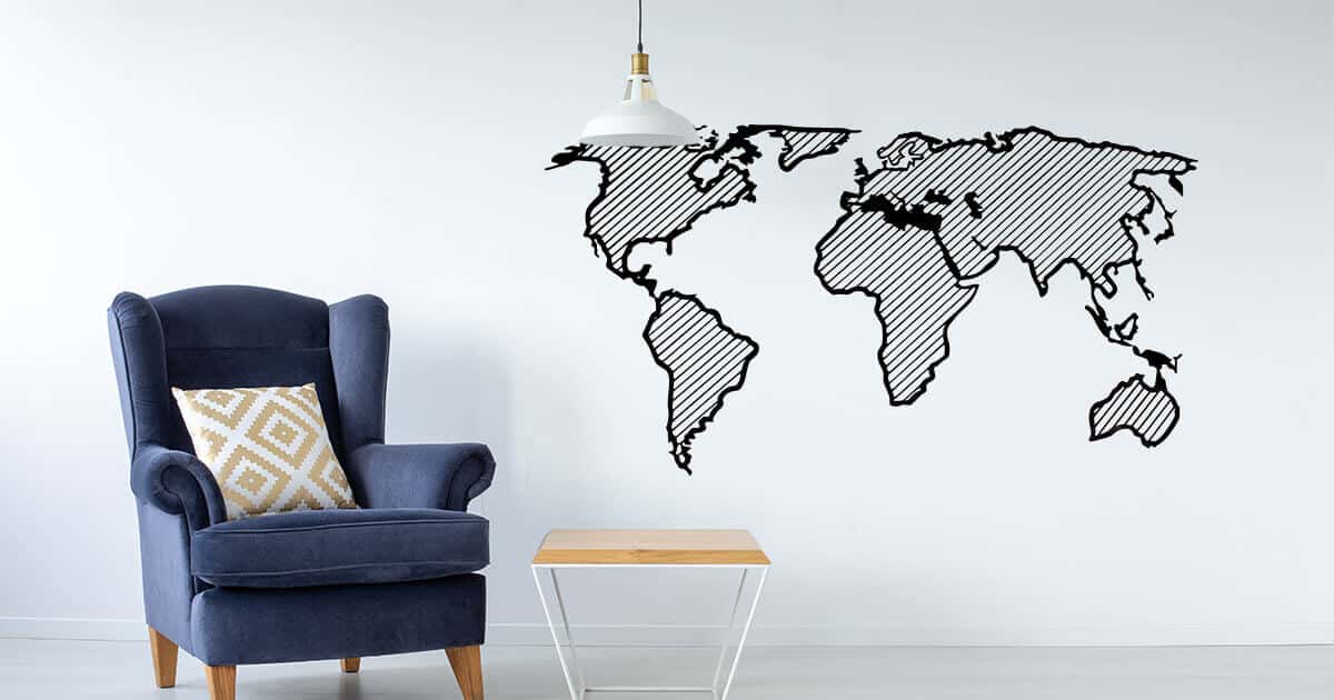 デザイン木製世界地図LINE