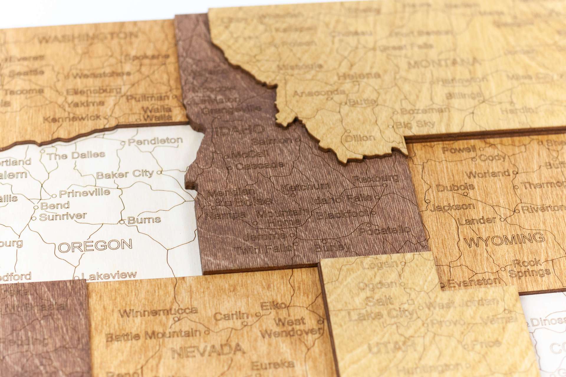 アメリカの3D木製地図