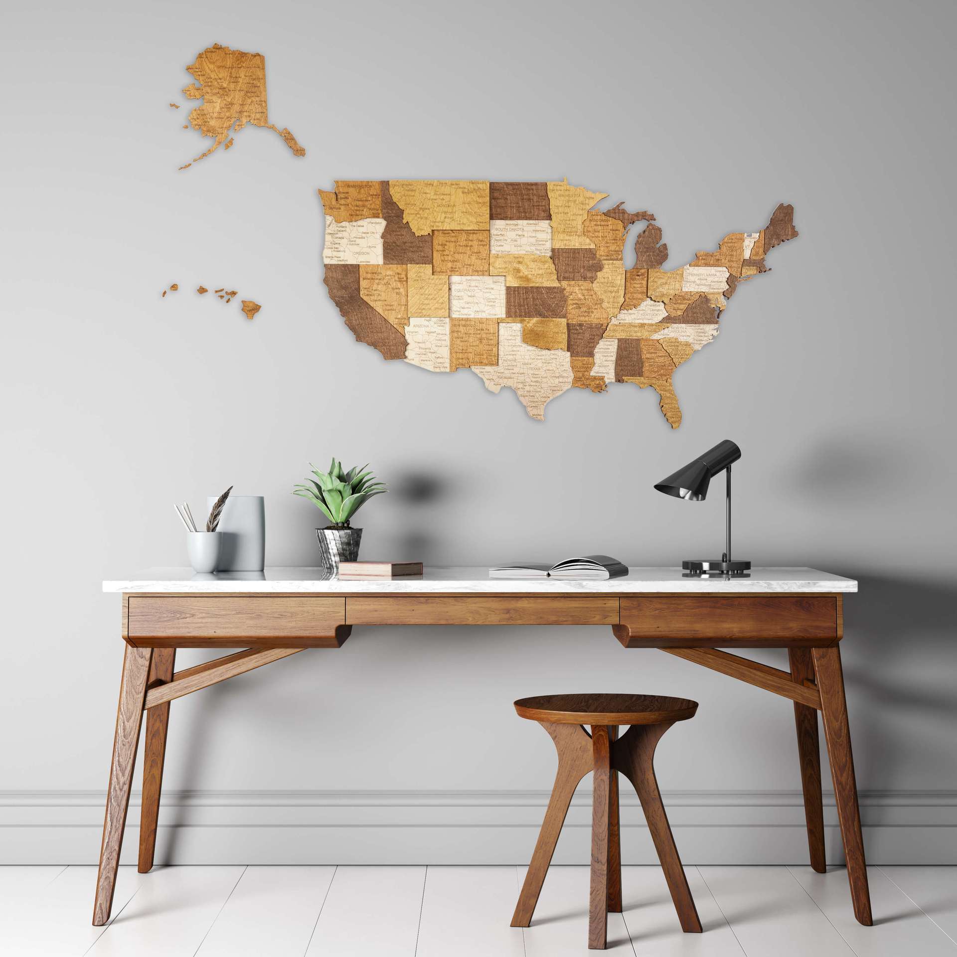 アメリカの3D木製地図