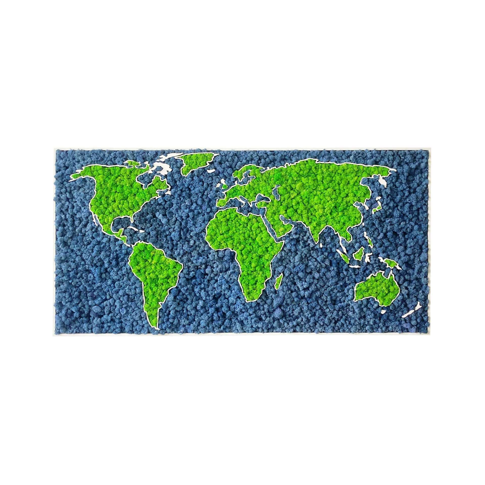 Carte du monde 3D - lichen nordique naturel