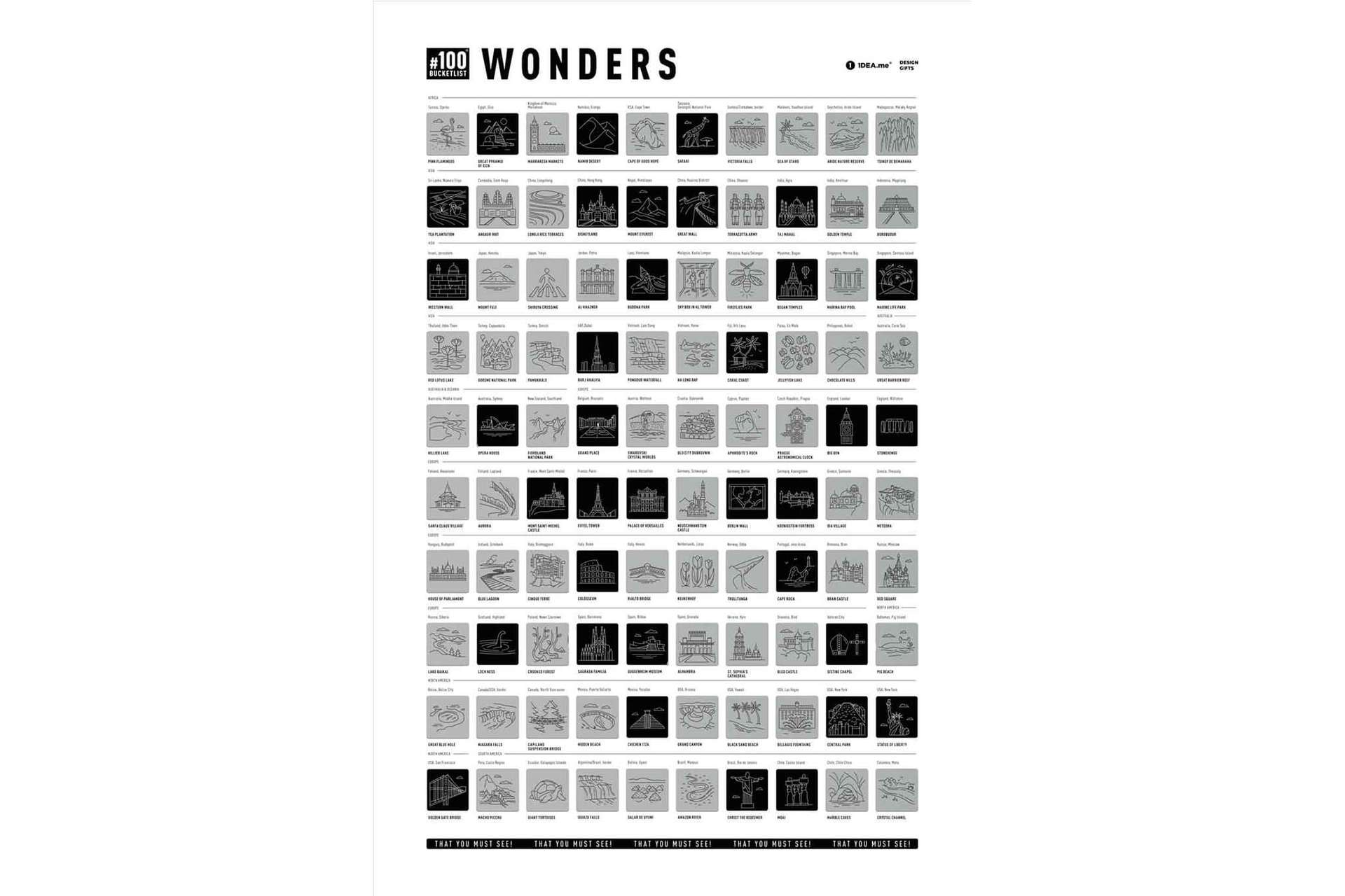 スクラッチポスター「おもしろい事実」 - 100Bucketlist WONDERS