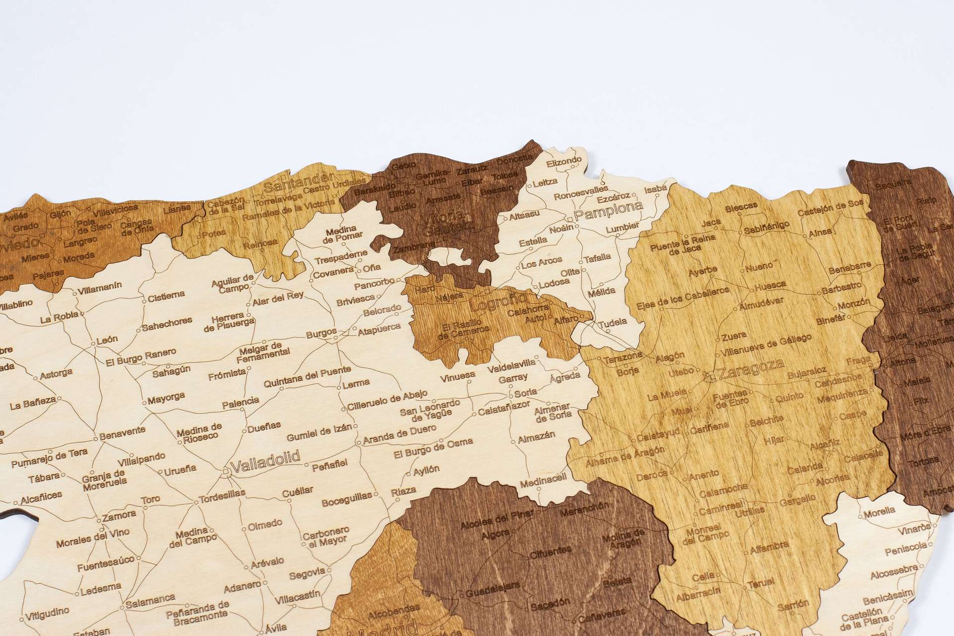 Holzkarte von Spanien