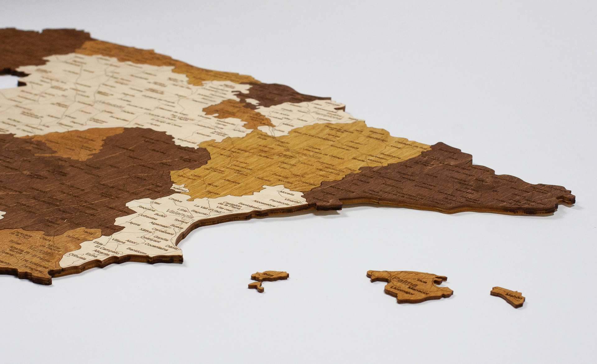 Holzkarte von Spanien