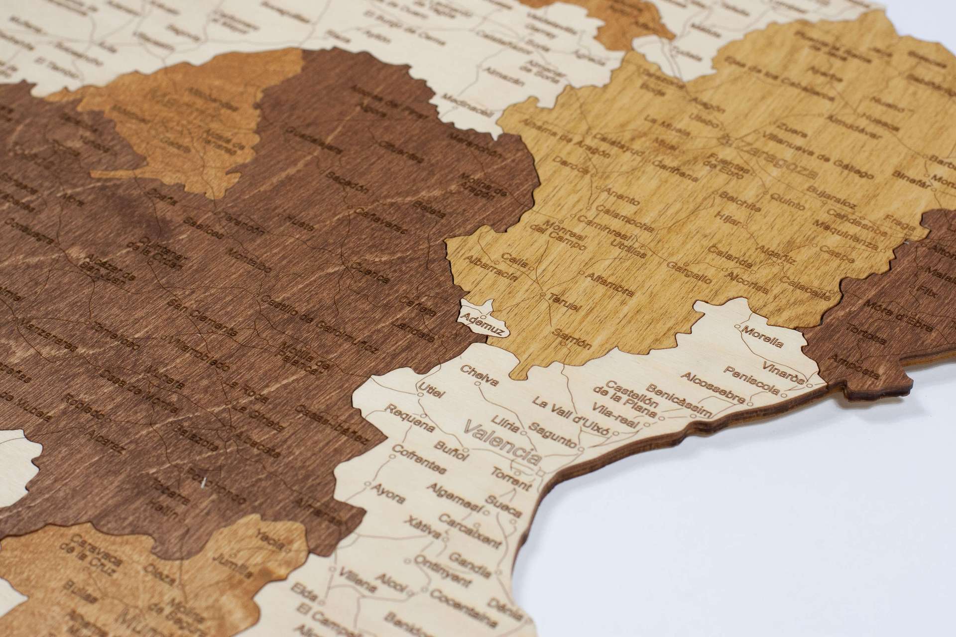 Holzkarte von Spanien