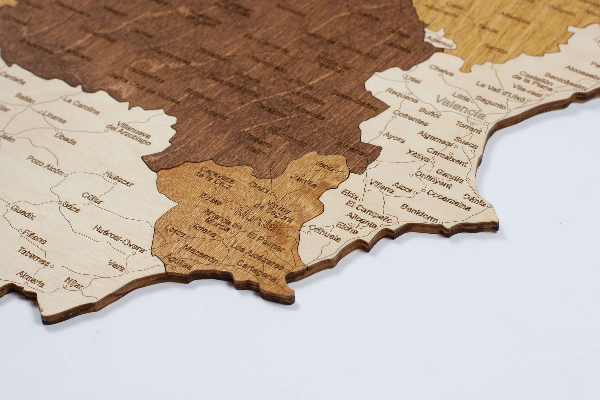 Holzkarte von Spanien