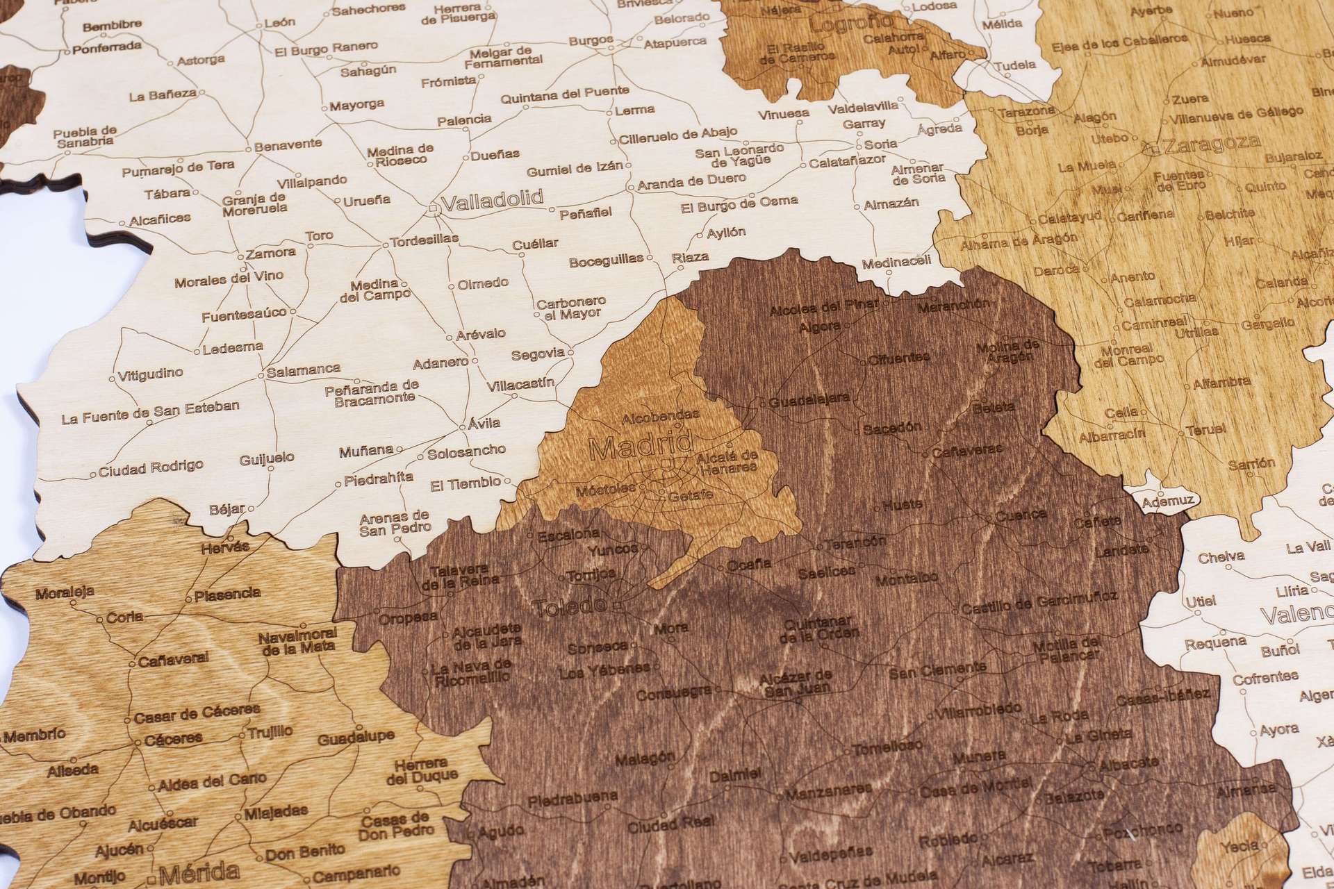 Holzkarte von Spanien