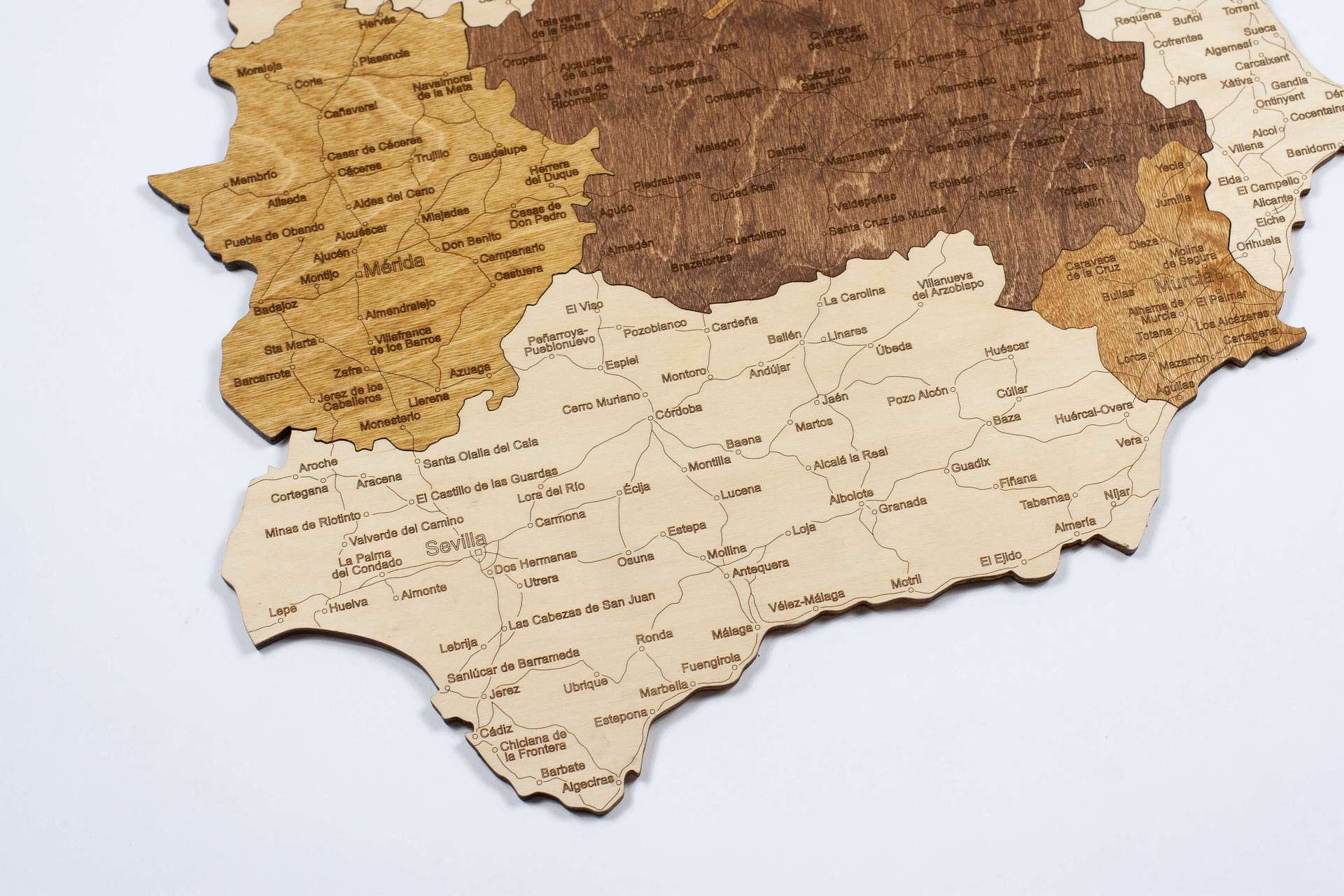 Holzkarte von Spanien