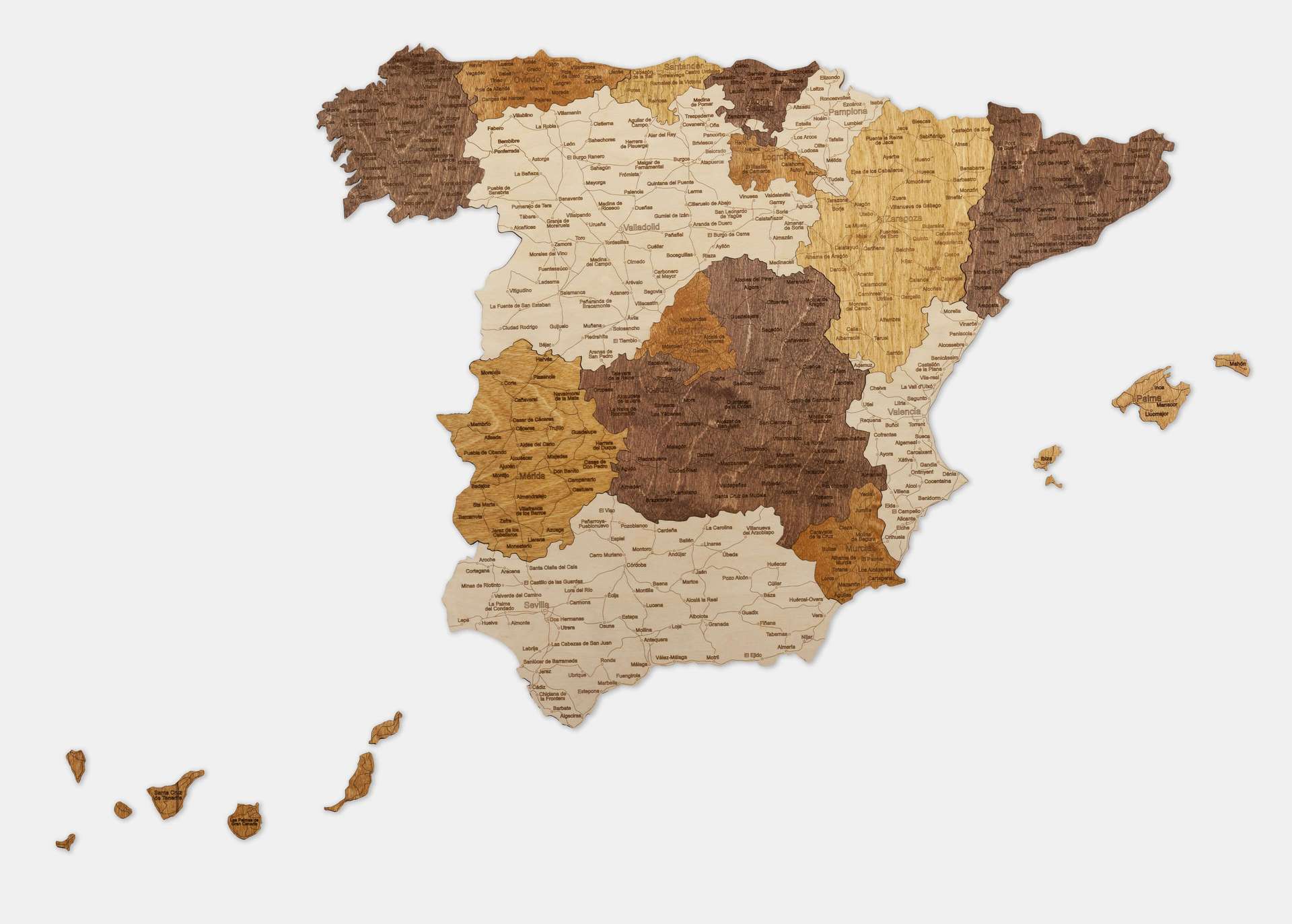 Holzkarte von Spanien