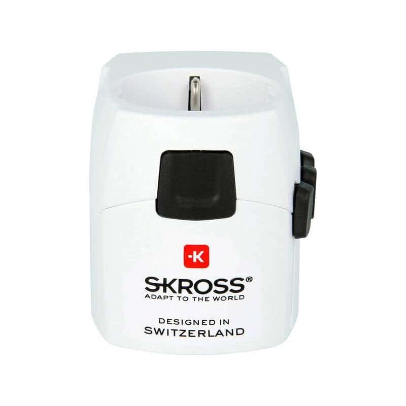 Adaptador de viaje SKROSS - USB ligero, 6,3 A máx., incl. carga USB, con toma de tierra, Reino Unido+EE.UU.+Australia/China