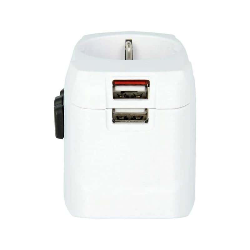 Adaptador de viaje SKROSS - USB ligero, 6,3 A máx., incl. carga USB, con toma de tierra, Reino Unido+EE.UU.+Australia/China