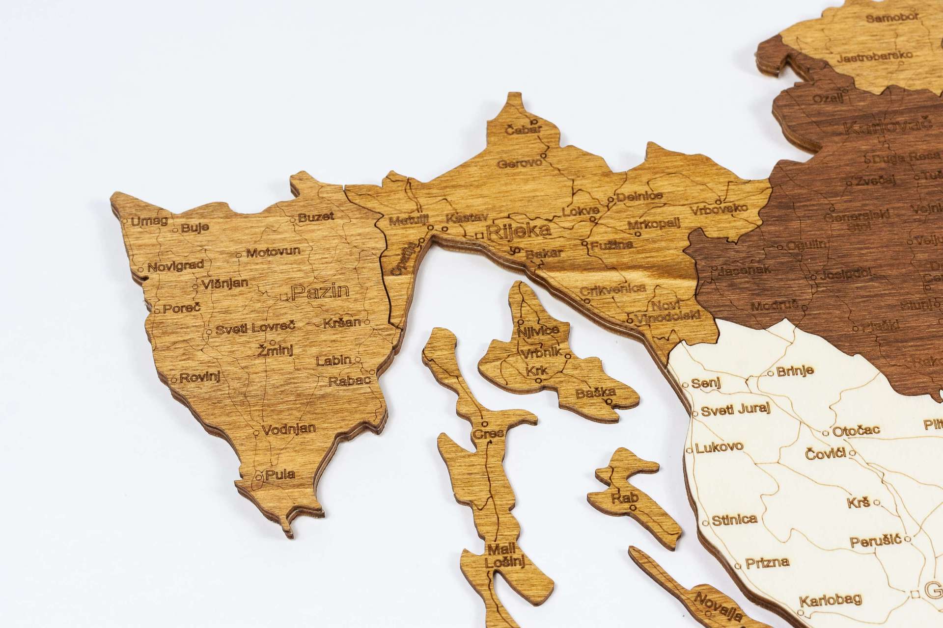 Holzkarte von Kroatien