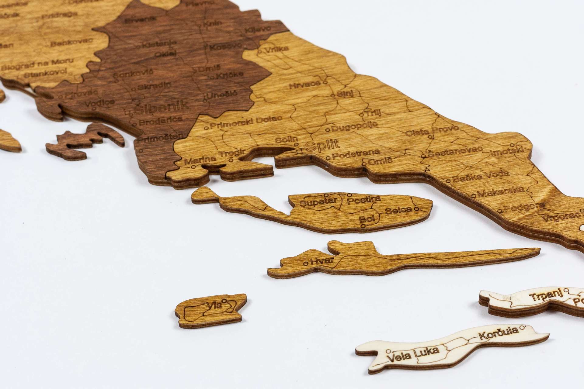 Holzkarte von Kroatien