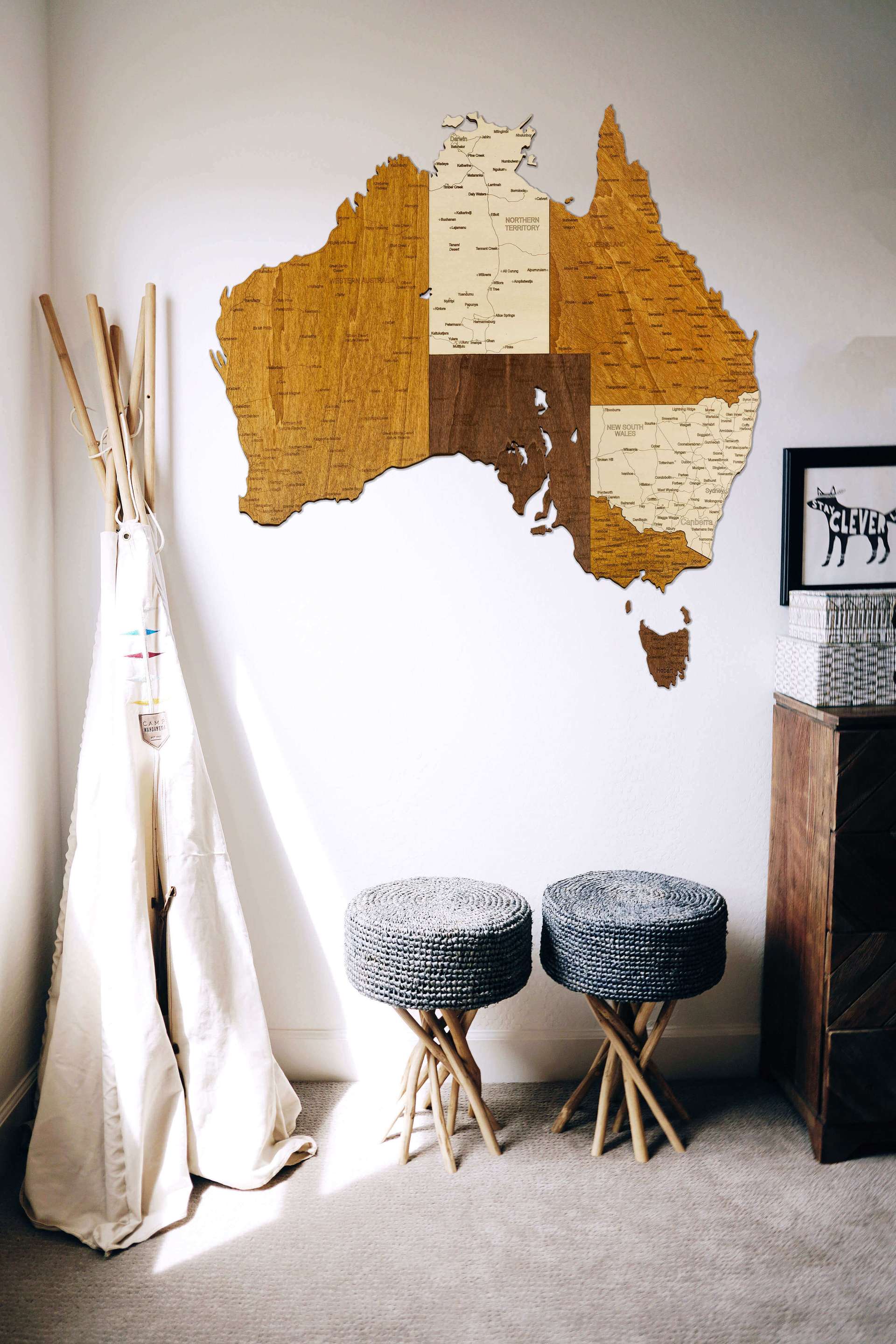 Wooden Map of Australia