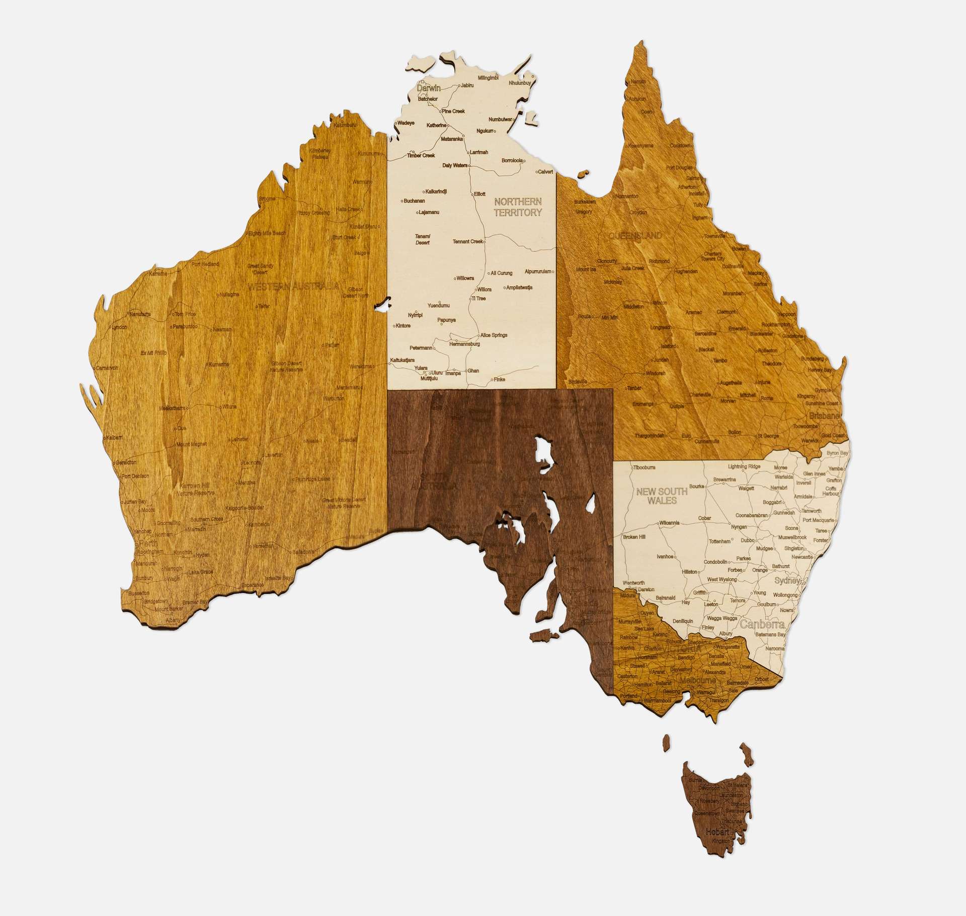 Holzkarte von Australien